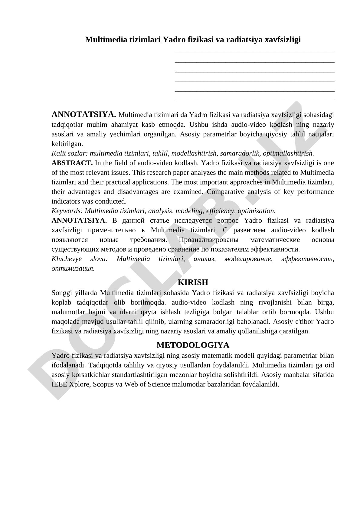Yadro fizikasi va radiatsiya xavfsizligida multimedia tizimlari