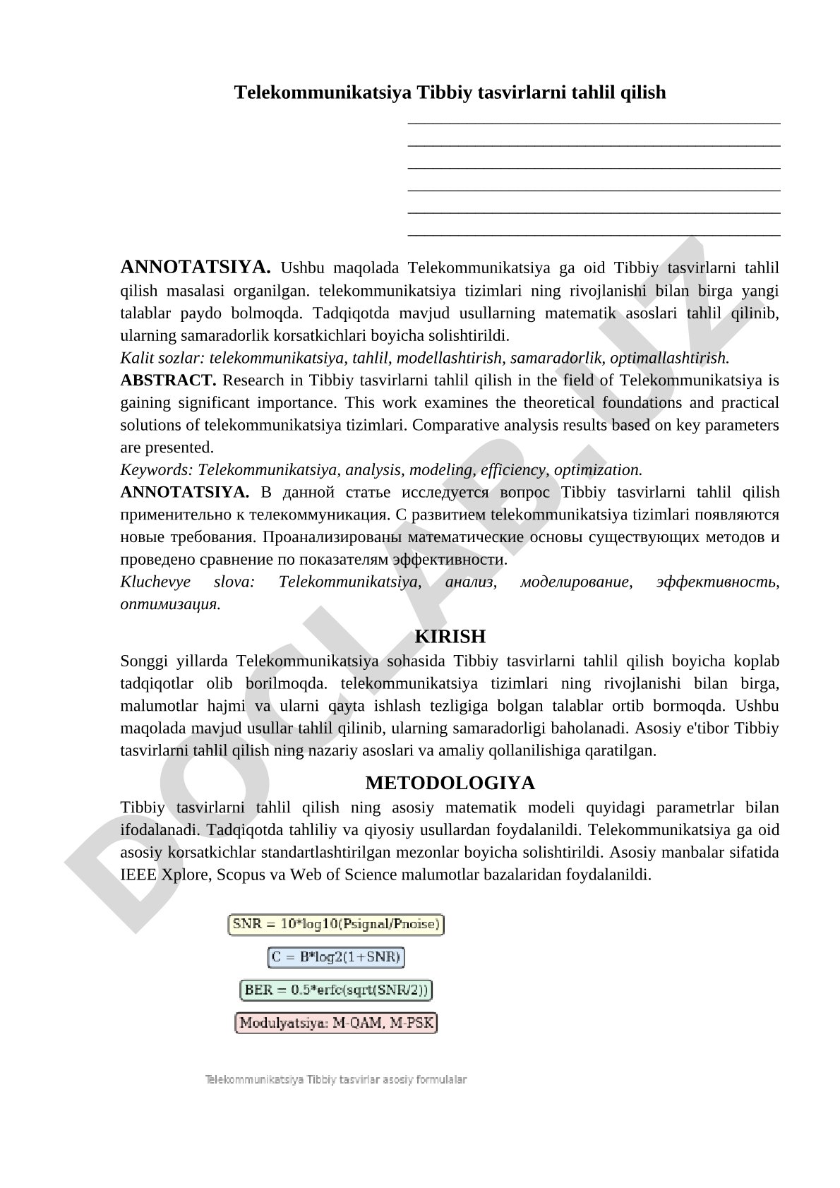 Telekommunikatsiya Tibbiy tasvirlarni tahlil qilish