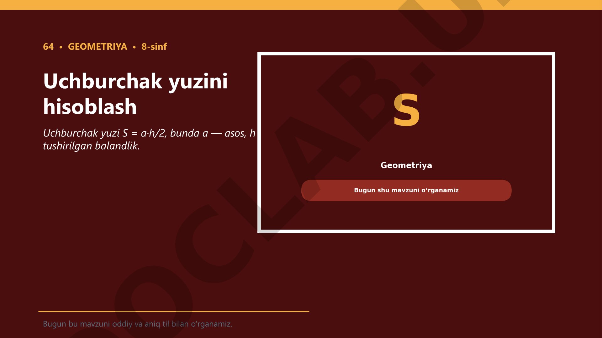 Uchburchak yuzini hisoblash