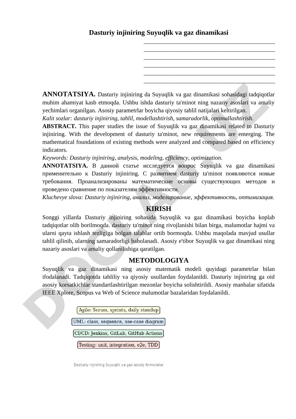Dasturiy injiniring Suyuqlik va gaz dinamikasi