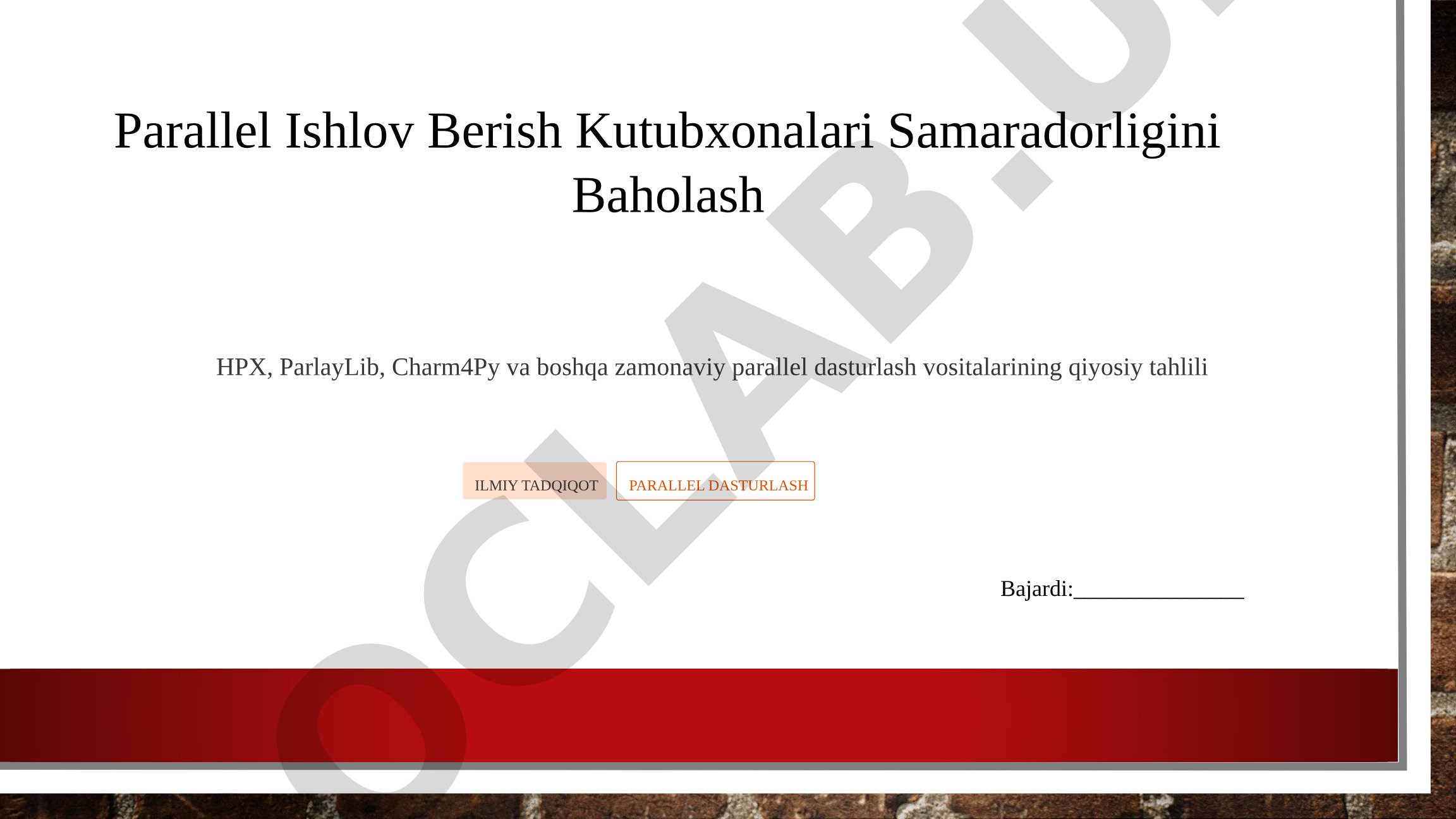 Parallel Ishlov Berish Kutubxonalari Samaradorligini Baholash