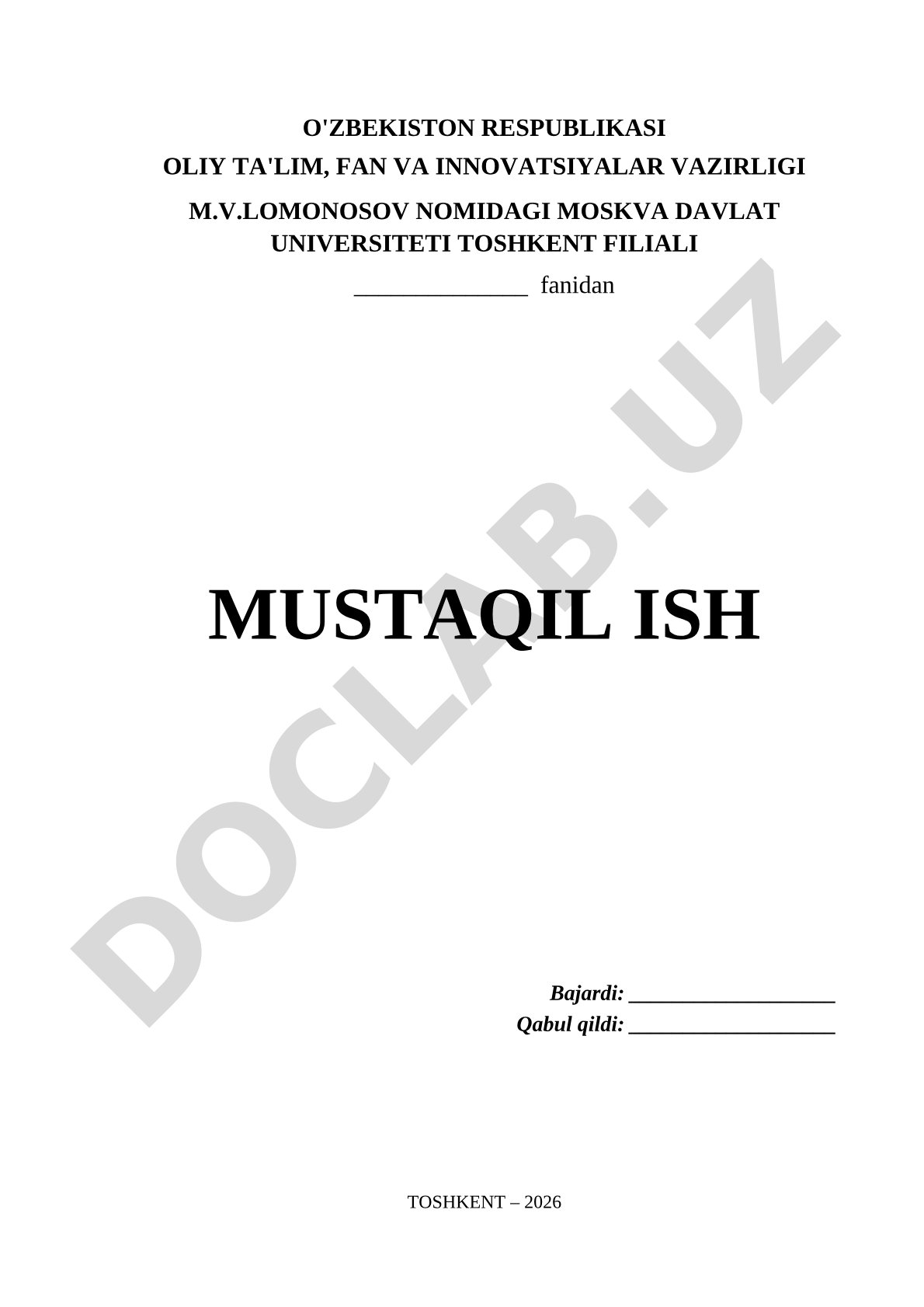 Mustaqil ish shabloni