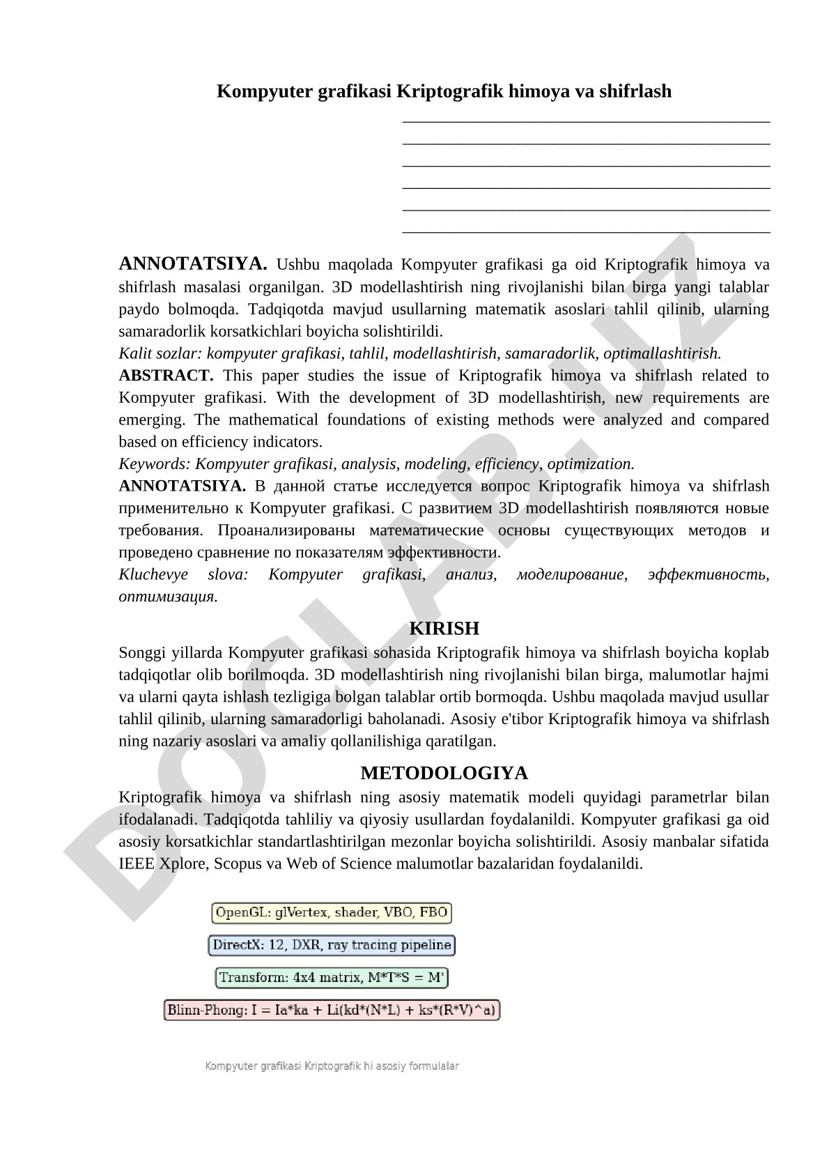 Kompyuter grafikasi Kriptografik himoya va shifrlash
