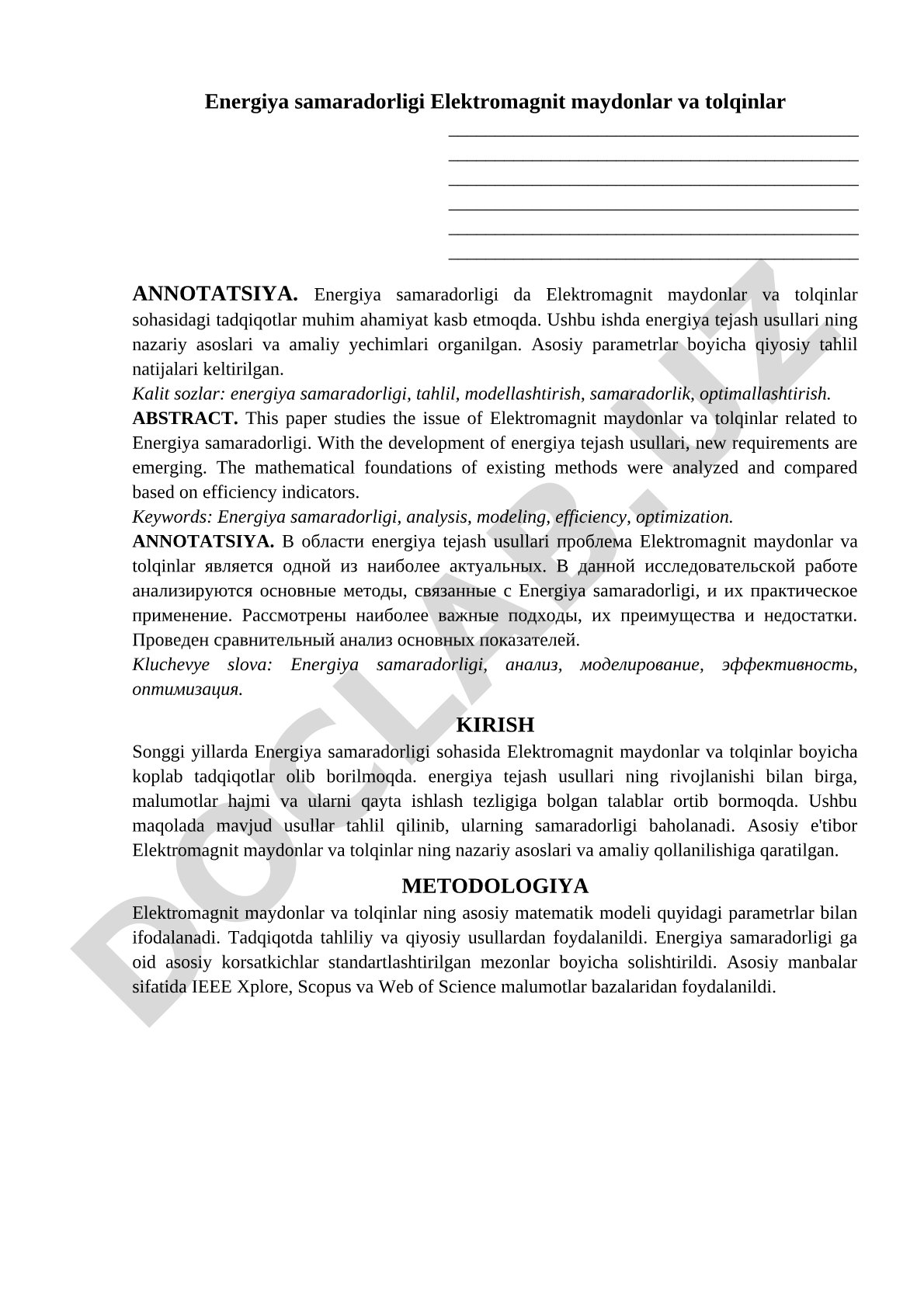 Energiya samaradorligi Elektromagnit maydonlar va tolqinlar
