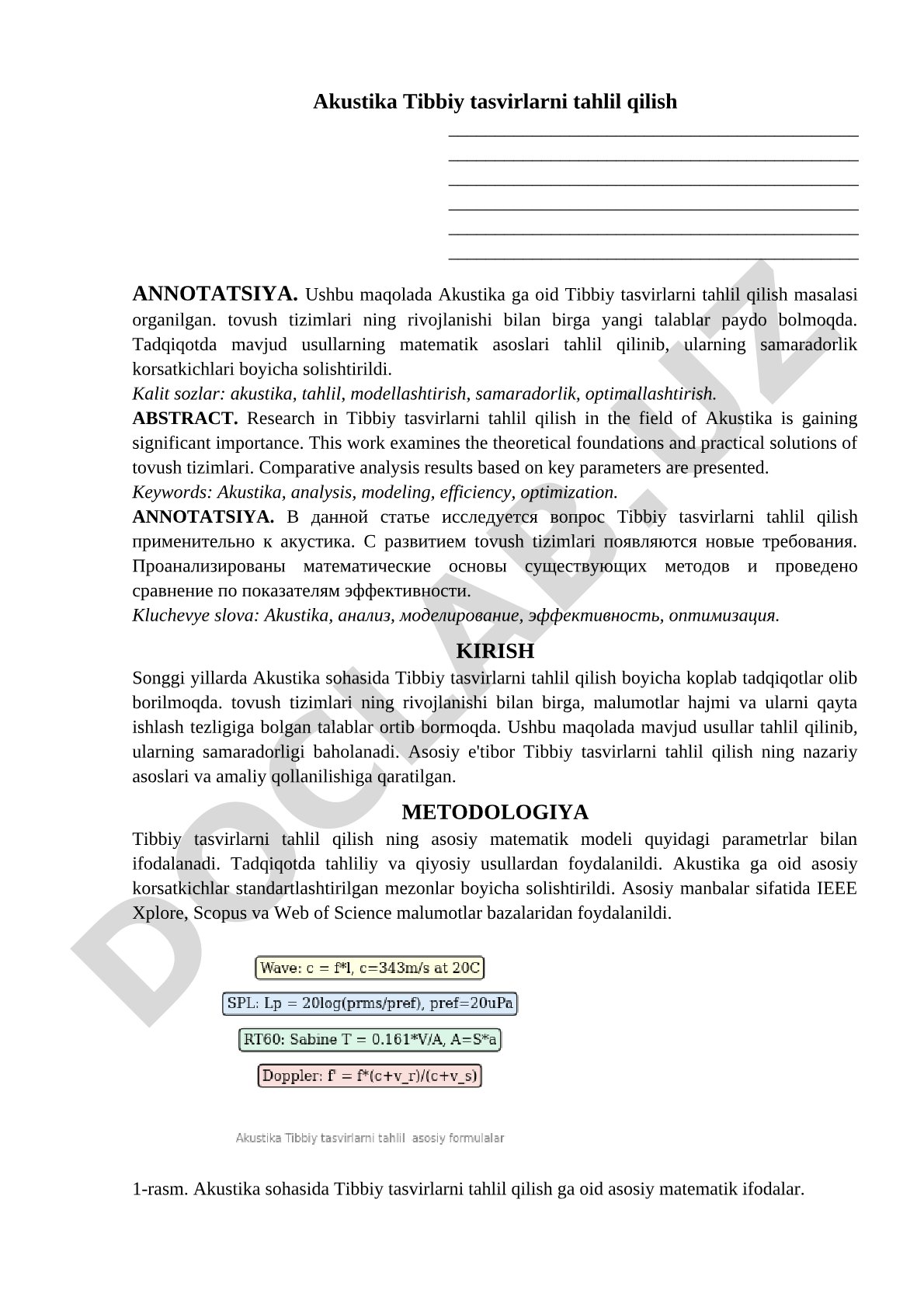 Akustika tibbiy tasvirlarni tahlil qilish
