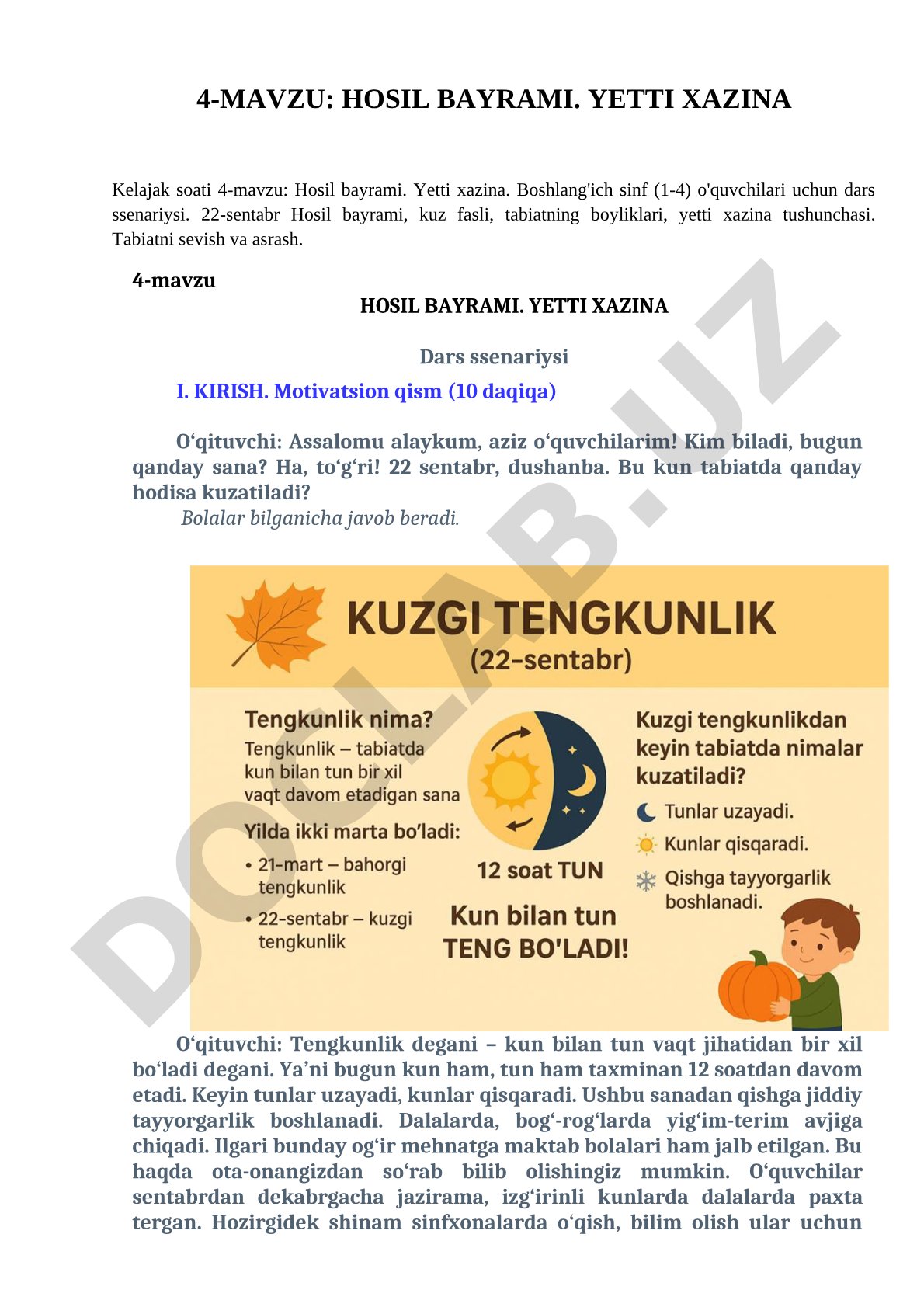 Hosil bayrami. Yetti xazina