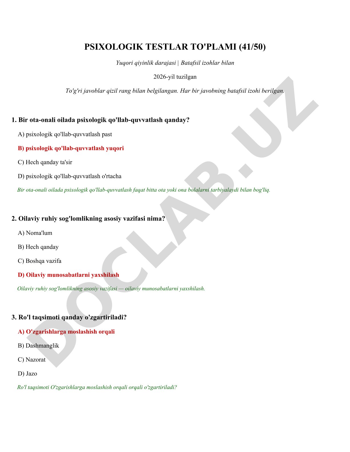 Psixologik testlar to'plami (41/50)