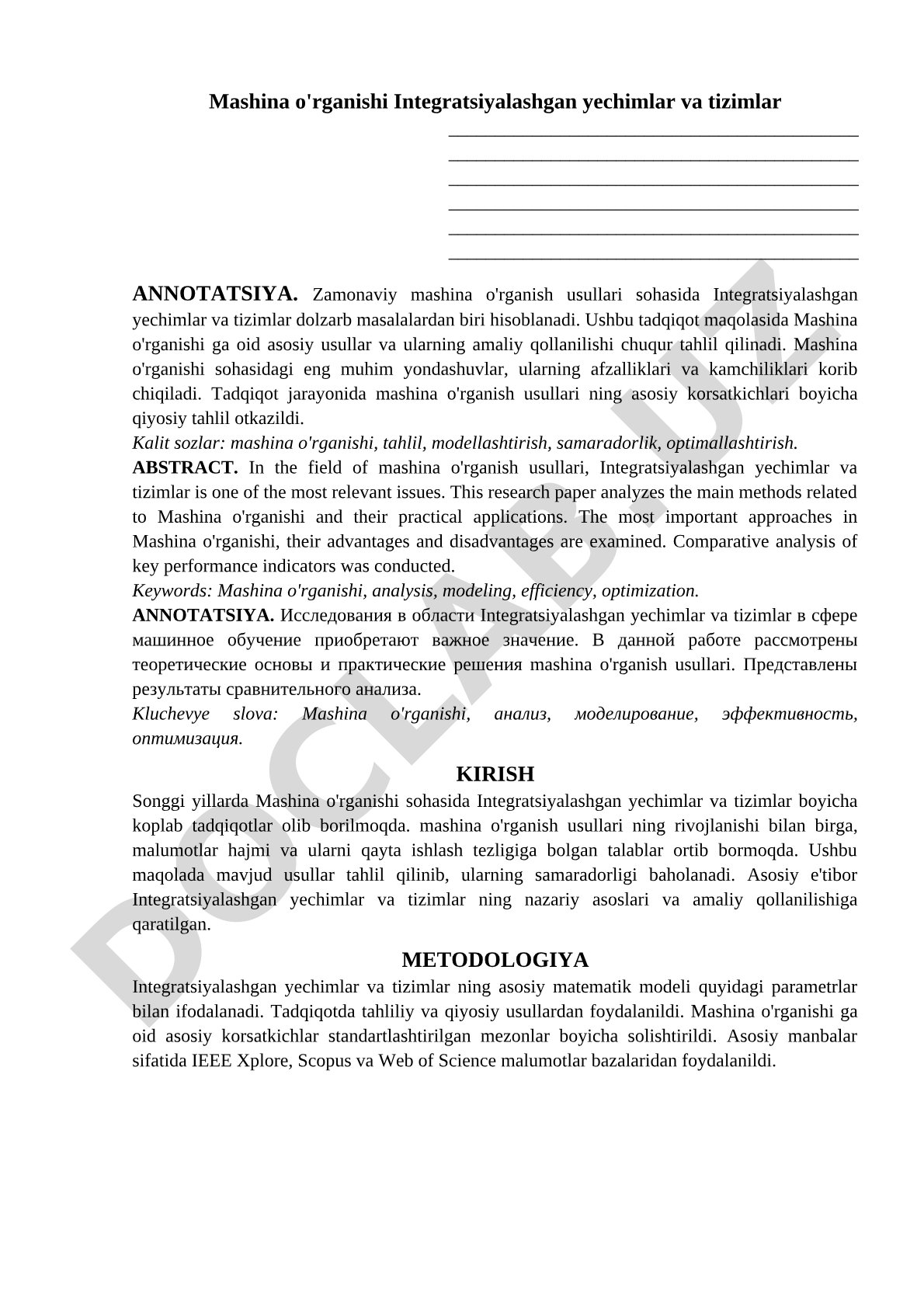 Mashina o'rganishi Integratsiyalashgan yechimlar va tizimlar