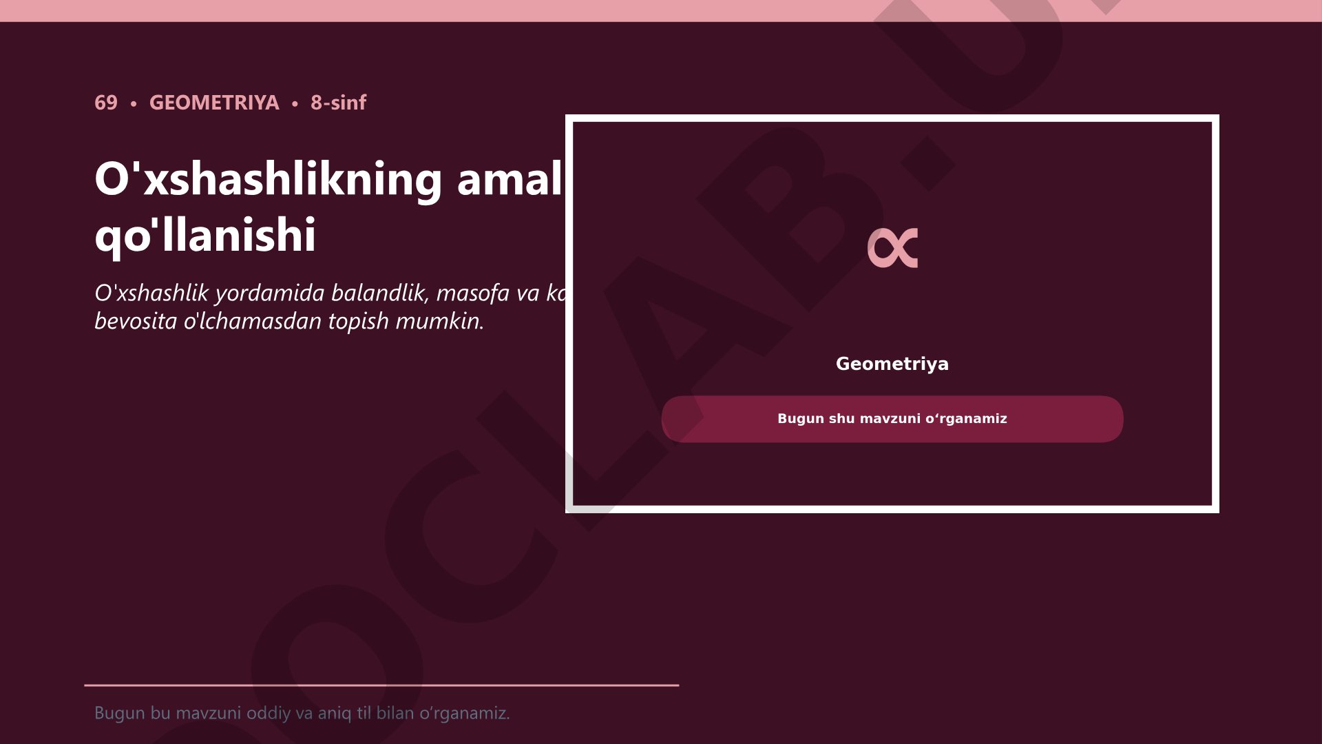 O'xshashlikning amaliy qo'llanishi
