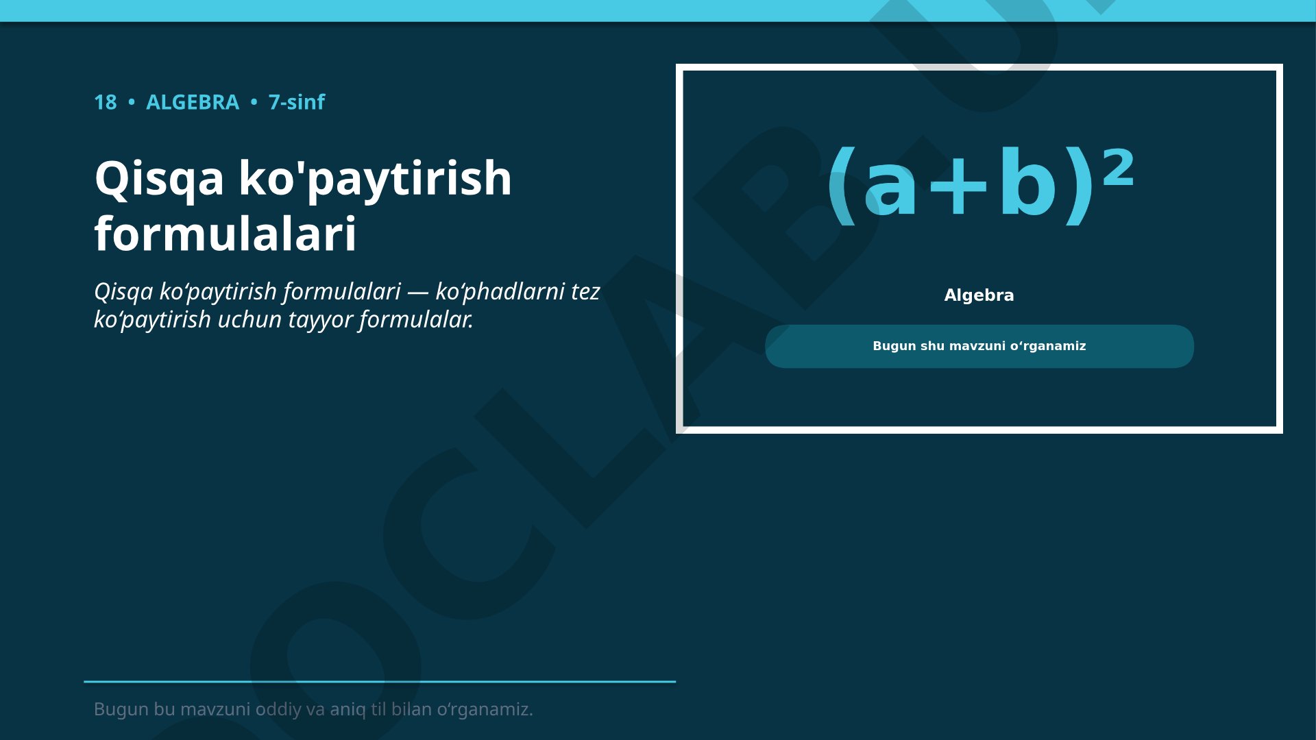 Qisqa ko'paytirish formulalari