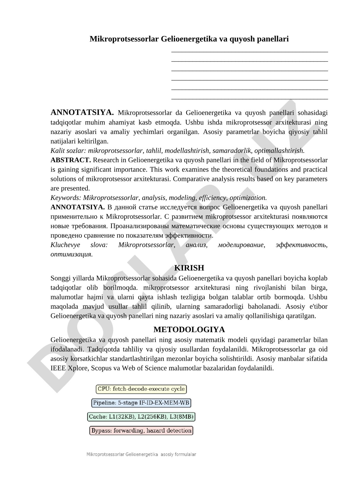 Mikroprotsessorlar va gelioenergetika sohasidagi tadqiqotlar