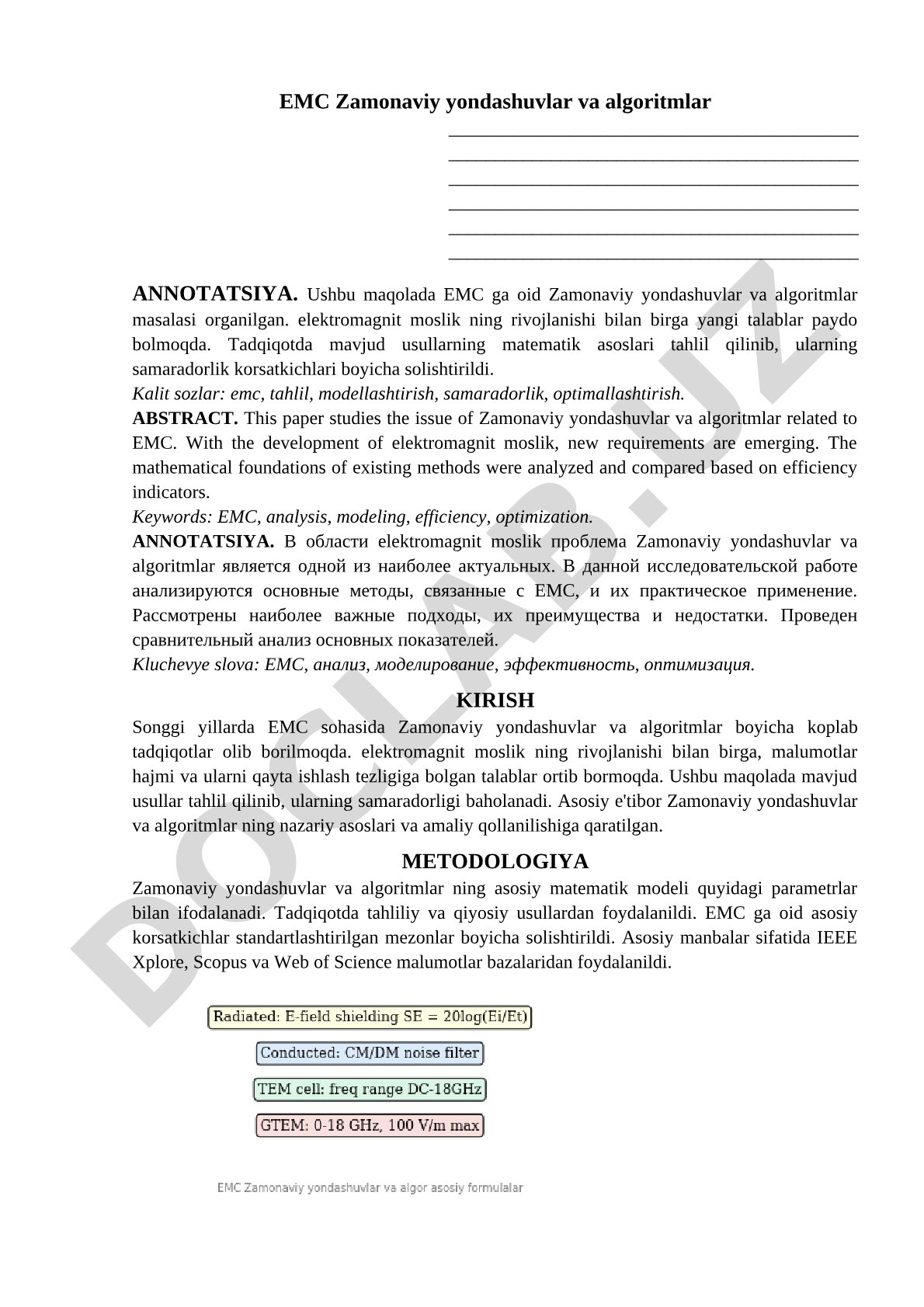 EMC Zamonaviy yondashuvlar va algoritmlar