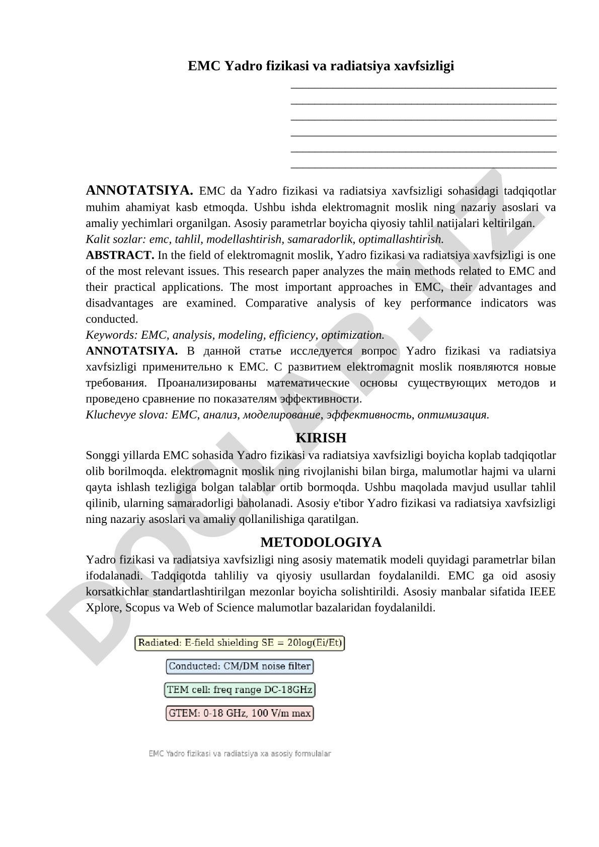 EMC Yadro fizikasi va radiatsiya xavfsizligi sohasidagi tadqiqotlar