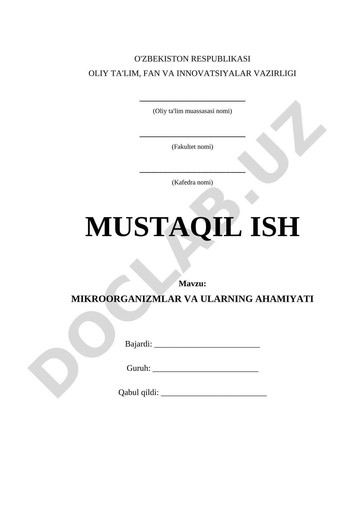 Mikroorganizmlar va ularning ahamiyati