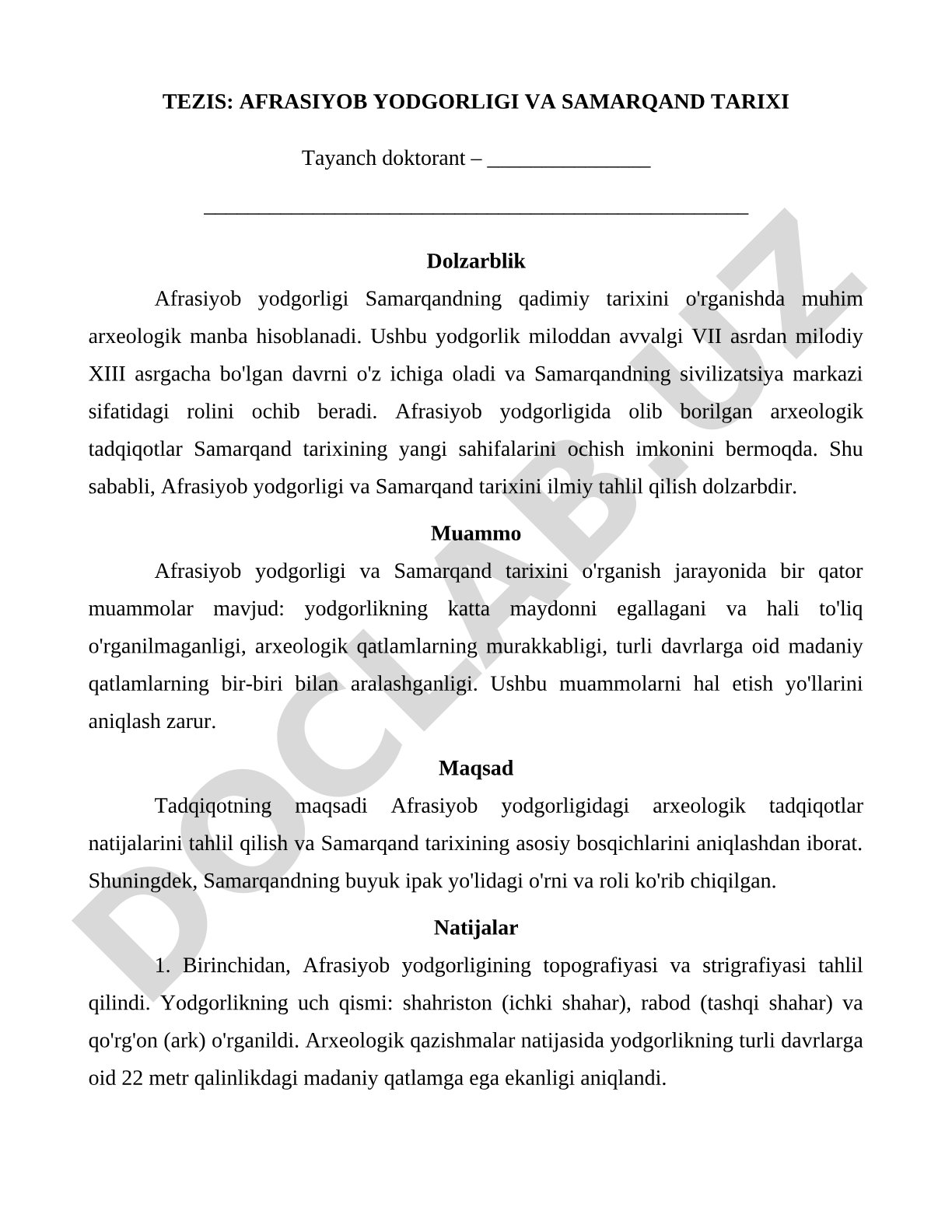 Afrasiyob yodgorligi va Samarqand tarixi