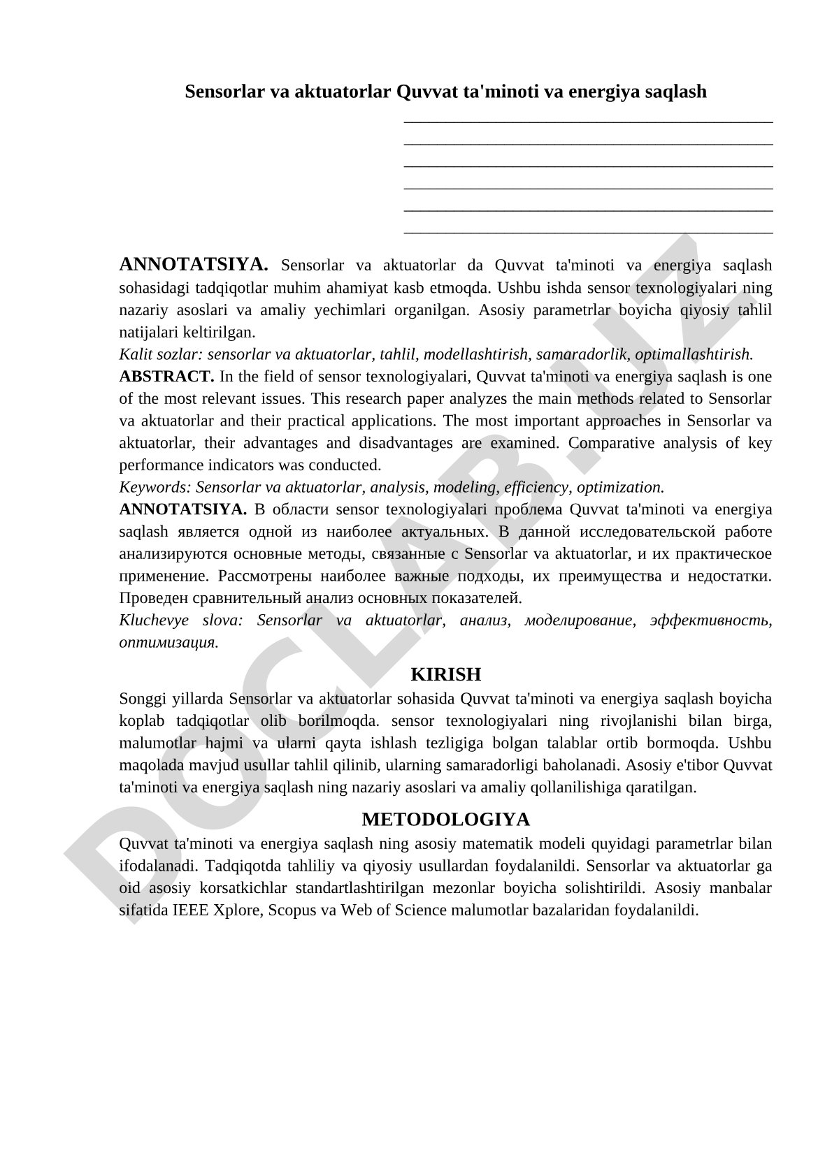 Sensorlar va aktuatorlar quvvat ta'minoti va energiya saqlash