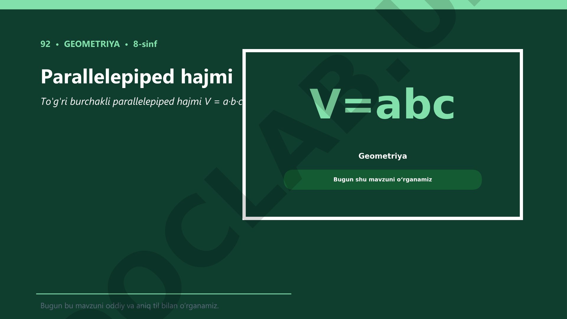 Parallelepiped hajmi