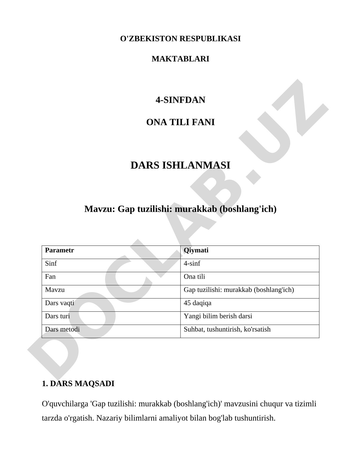Gap tuzilishi: murakkab (boshlang'ich)