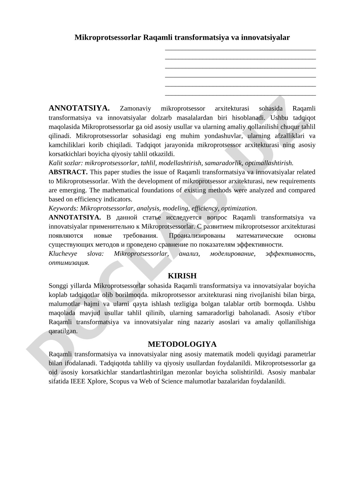 Mikroprotsessorlar Raqamli transformatsiya va innovatsiyalar