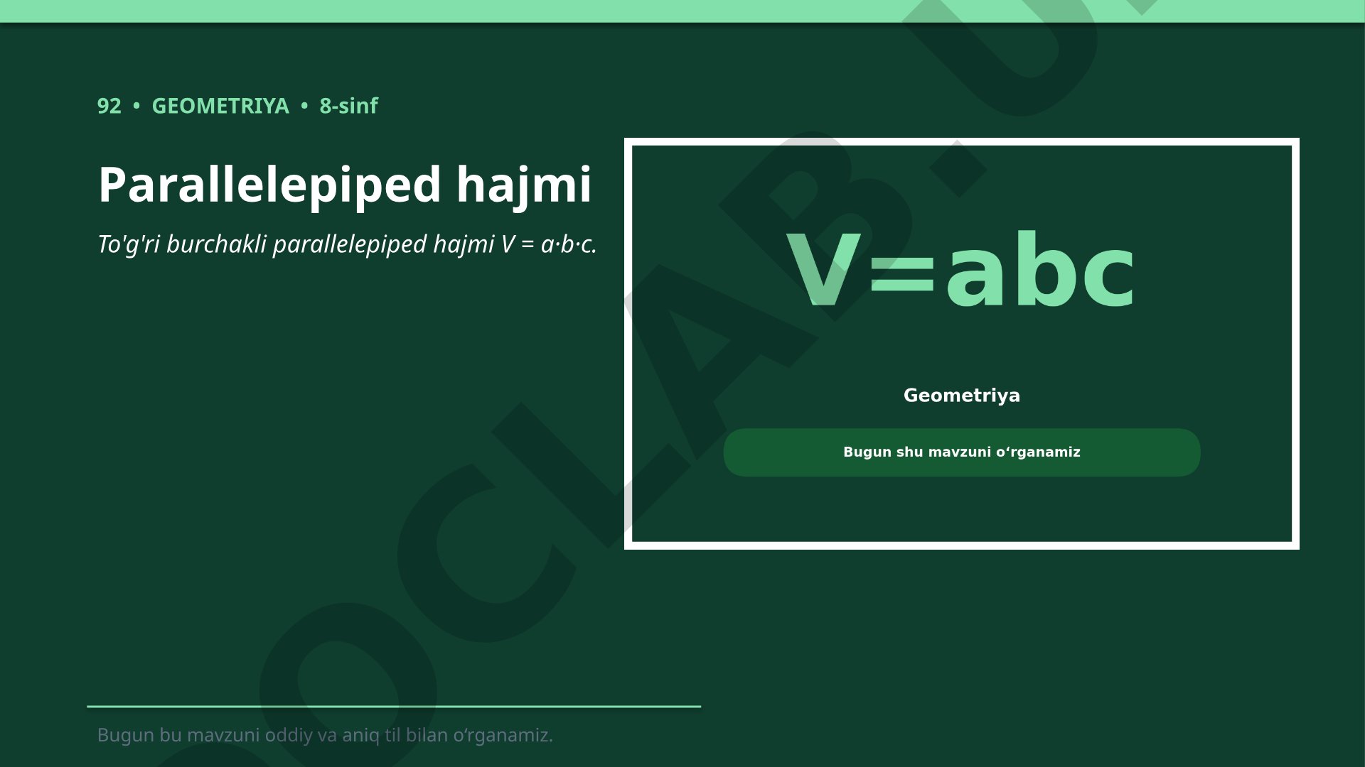 Parallelepiped hajmi