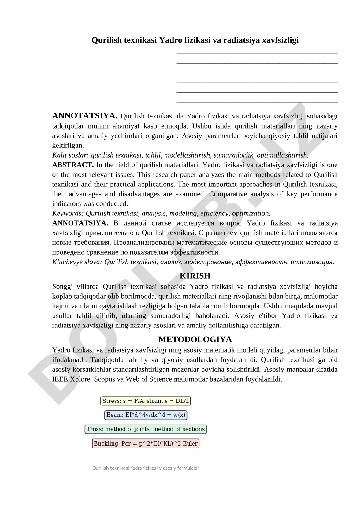 Qurilish texnikasi Yadro fizikasi va radiatsiya xavfsizligi