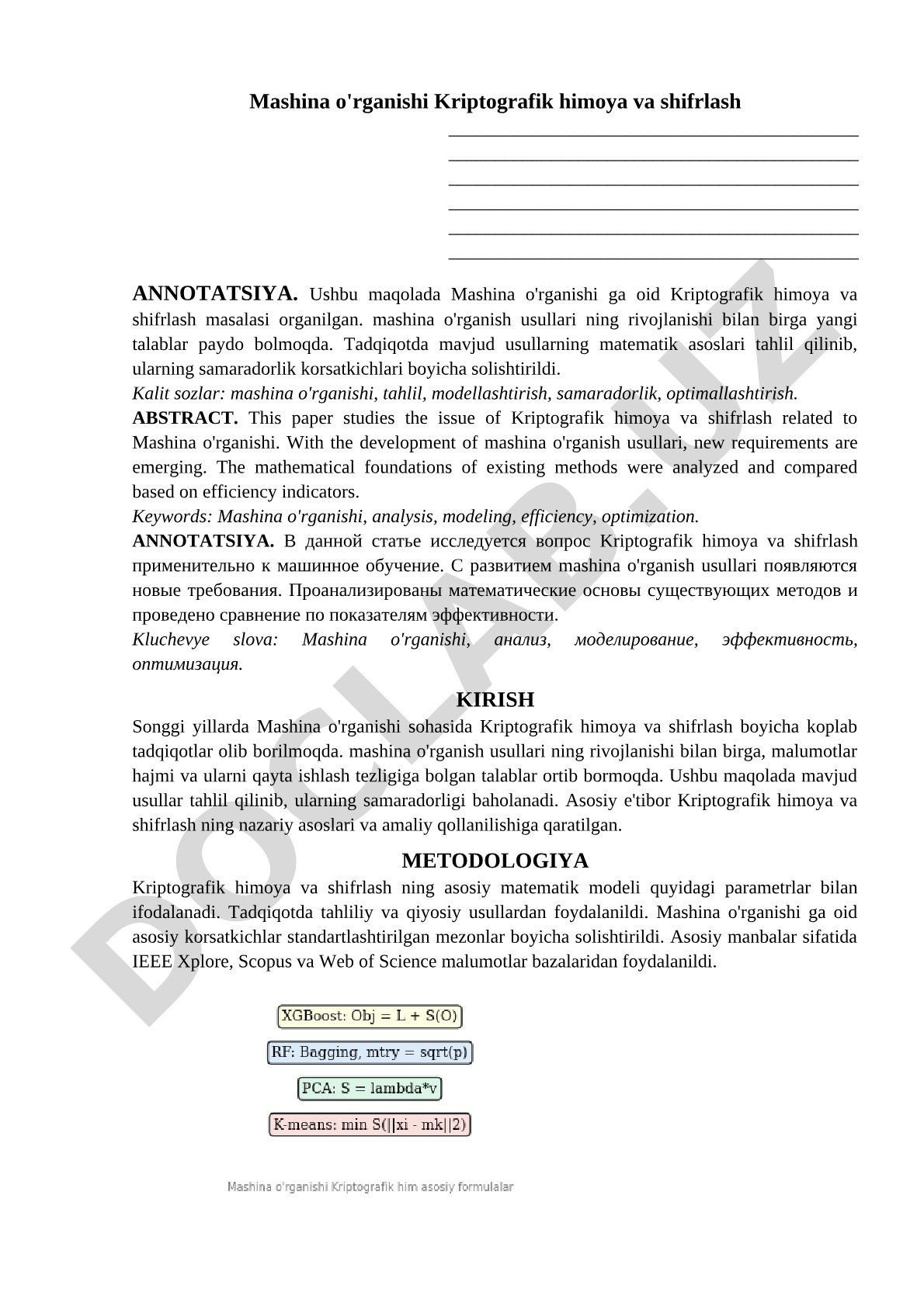 Mashina o'rganishi Kriptografik himoya va shifrlash