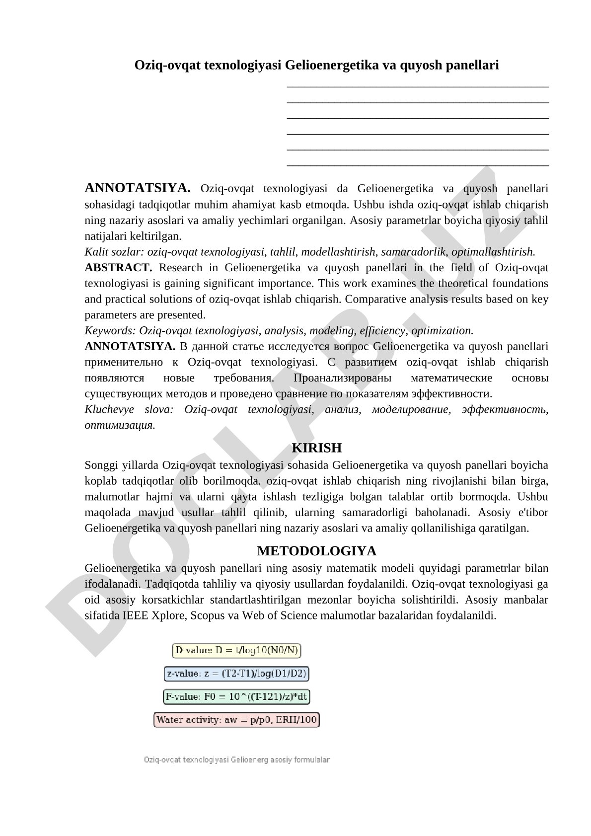 Oziq-ovqat texnologiyasi Gelioenergetika va quyosh panellari