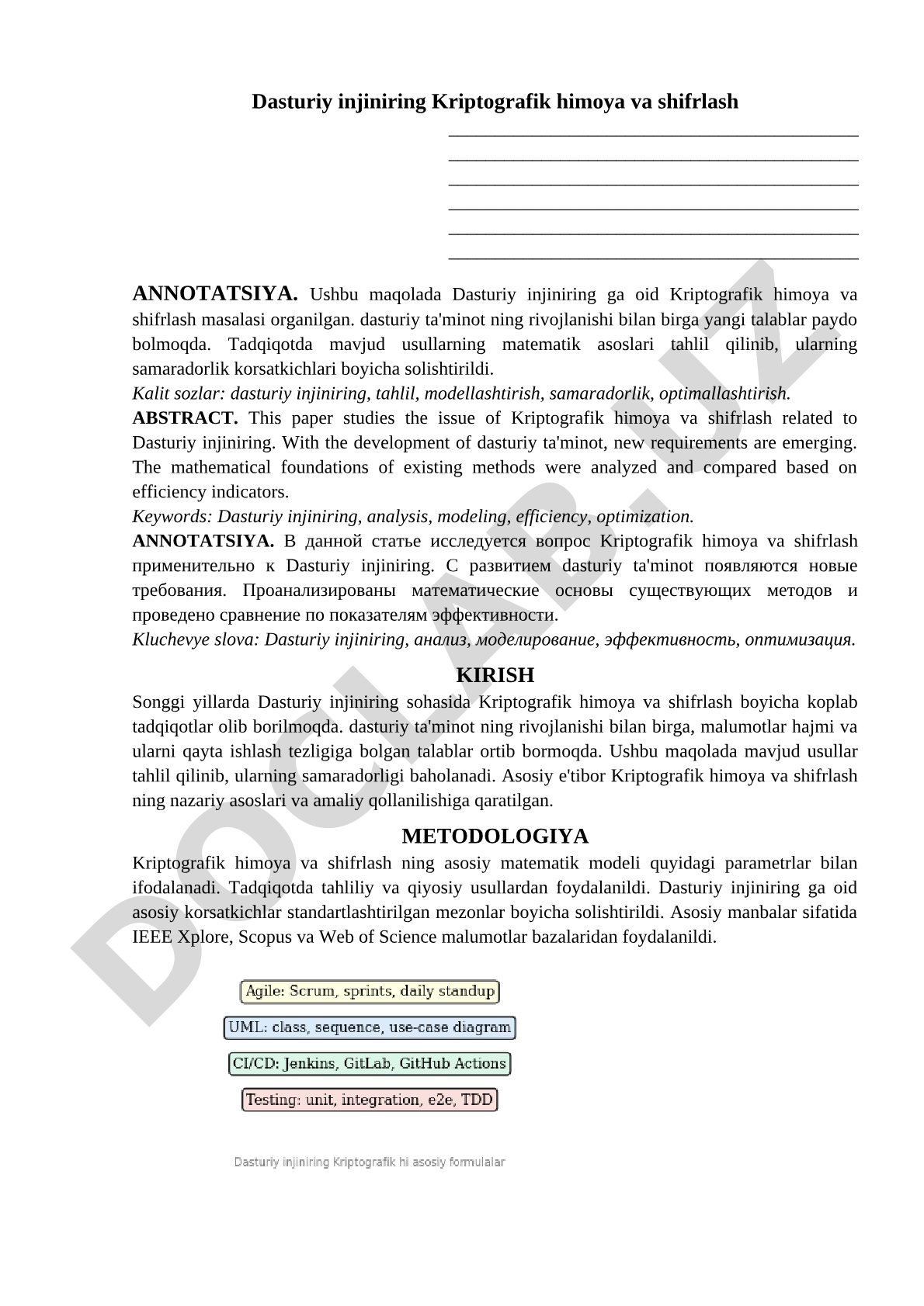 Dasturiy injiniring Kriptografik himoya va shifrlash