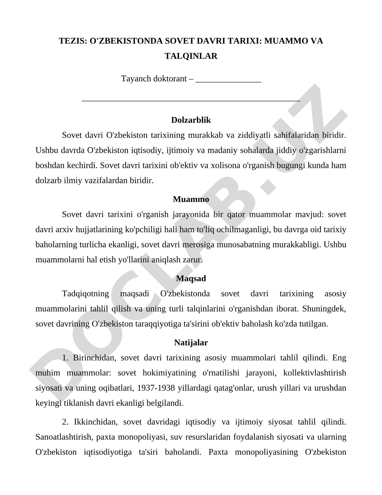 O'zbekistonda sovet davri tarixi: muammo va talqinlar