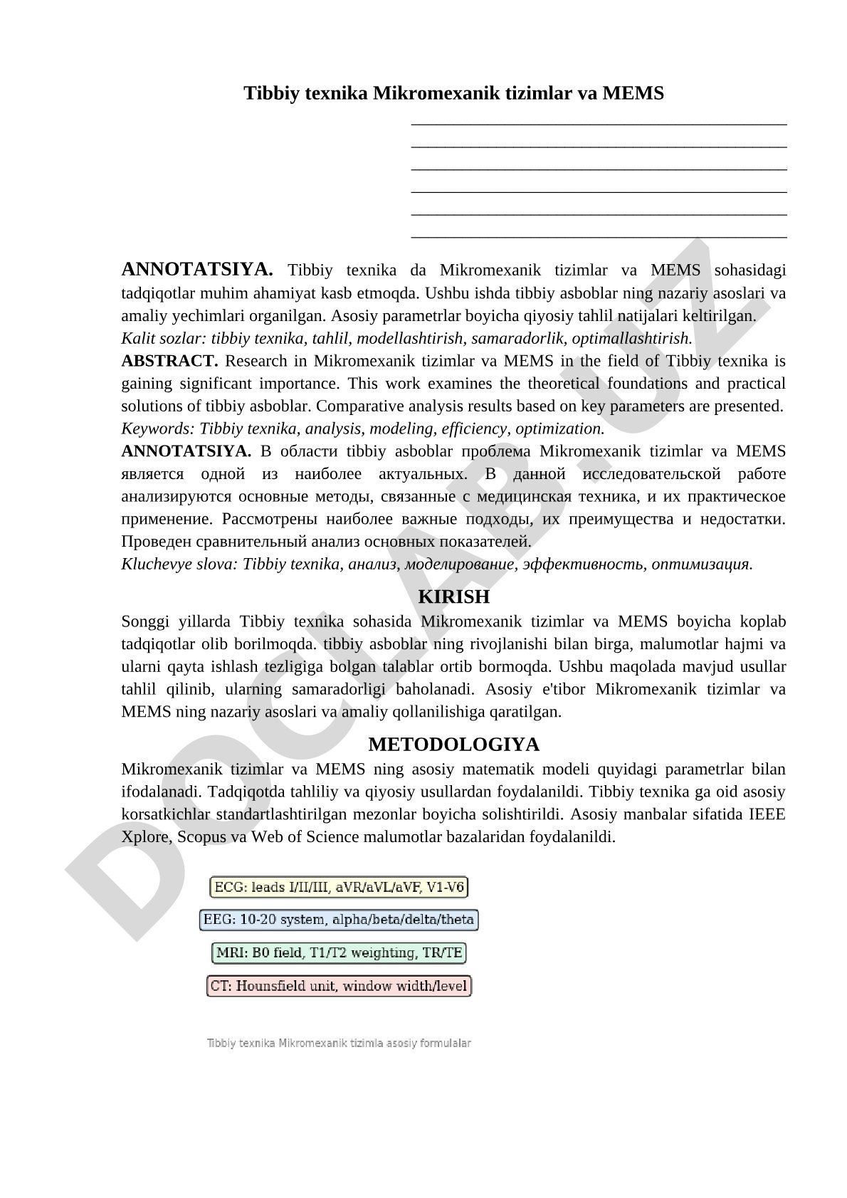 Tibbiy texnika Mikromexanik tizimlar va MEMS