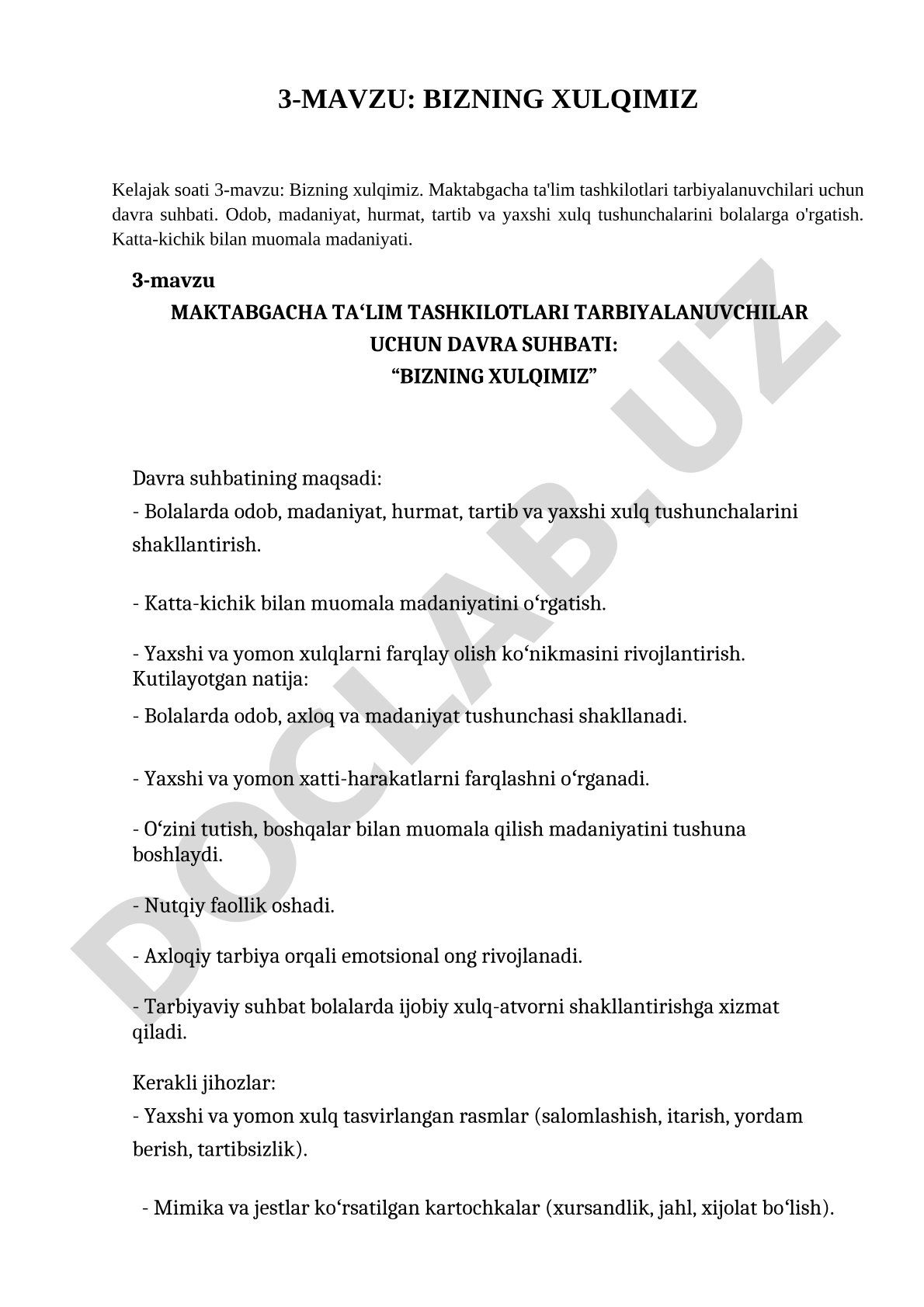 Bizning xulqimiz