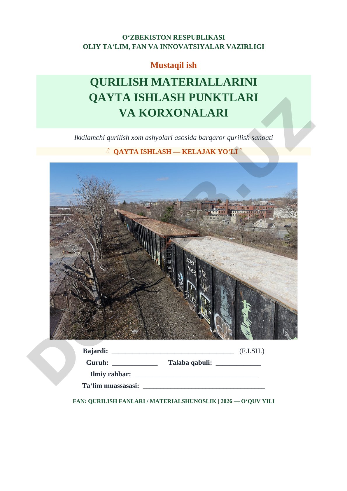 Qurilish materiallarini qayta ishlash punktlari va korxonalari
