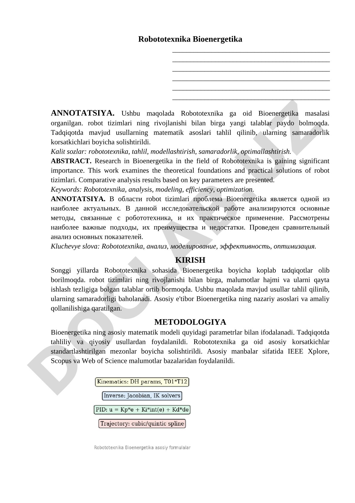 Robototexnika va Bioenergetika