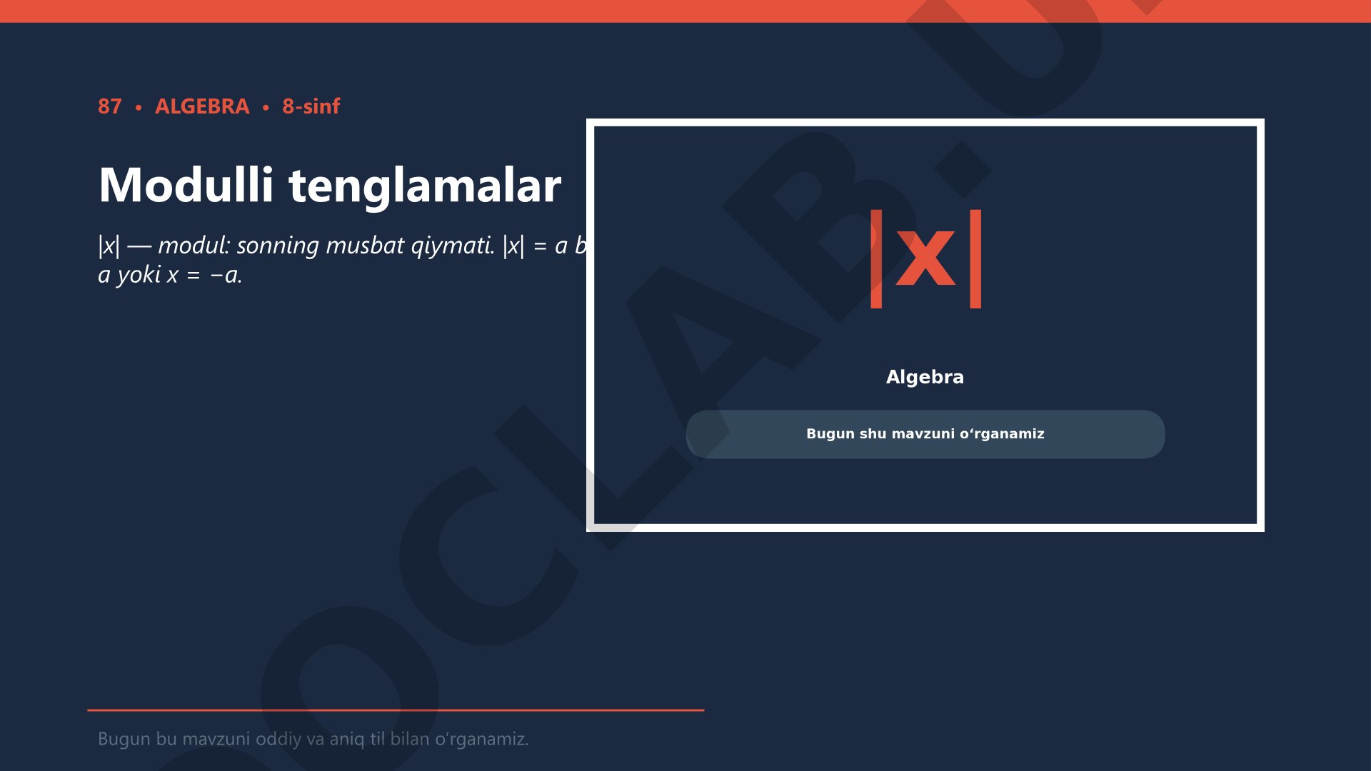 8-sinf algebra Modulli tenglamalar