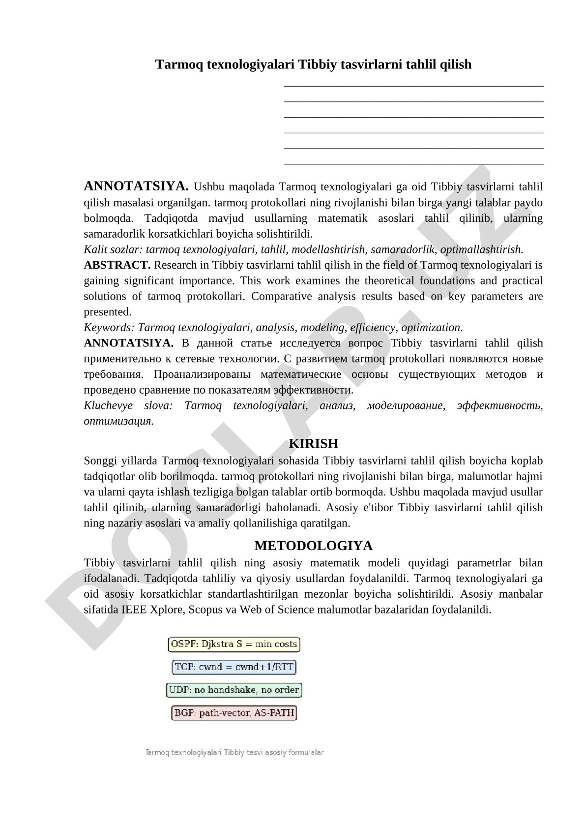Tarmoq texnologiyalari Tibbiy tasvirlarni tahlil qilish