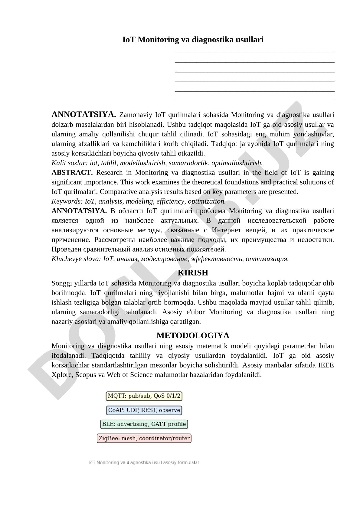 IoT Monitoring va diagnostika usullari