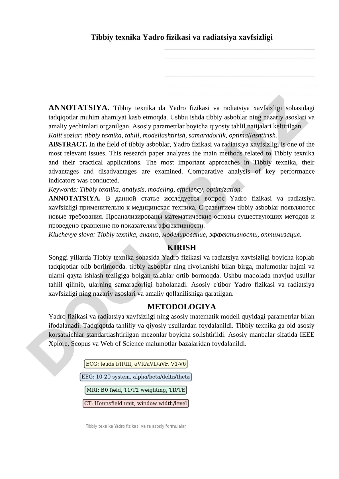 Tibbiy texnika Yadro fizikasi va radiatsiya xavfsizligi