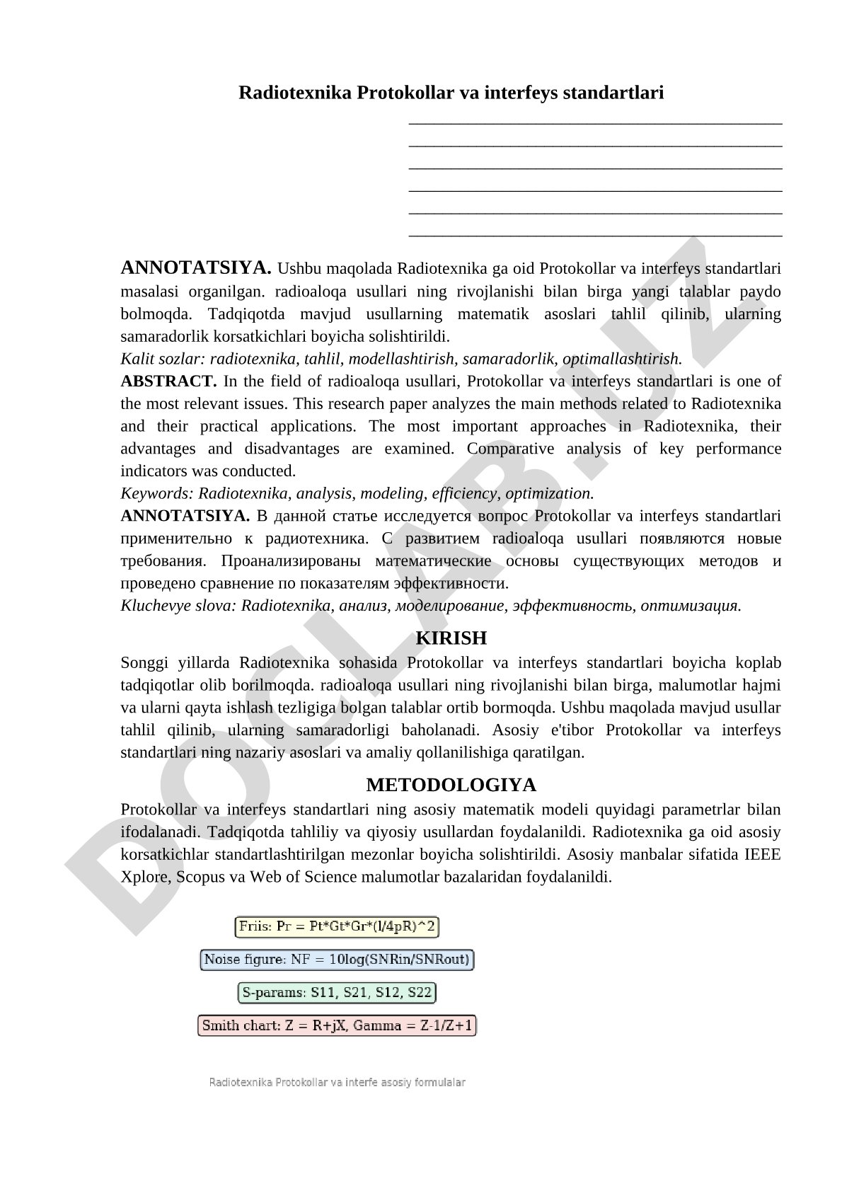Radiotexnika Protokollar va interfeys standartlari