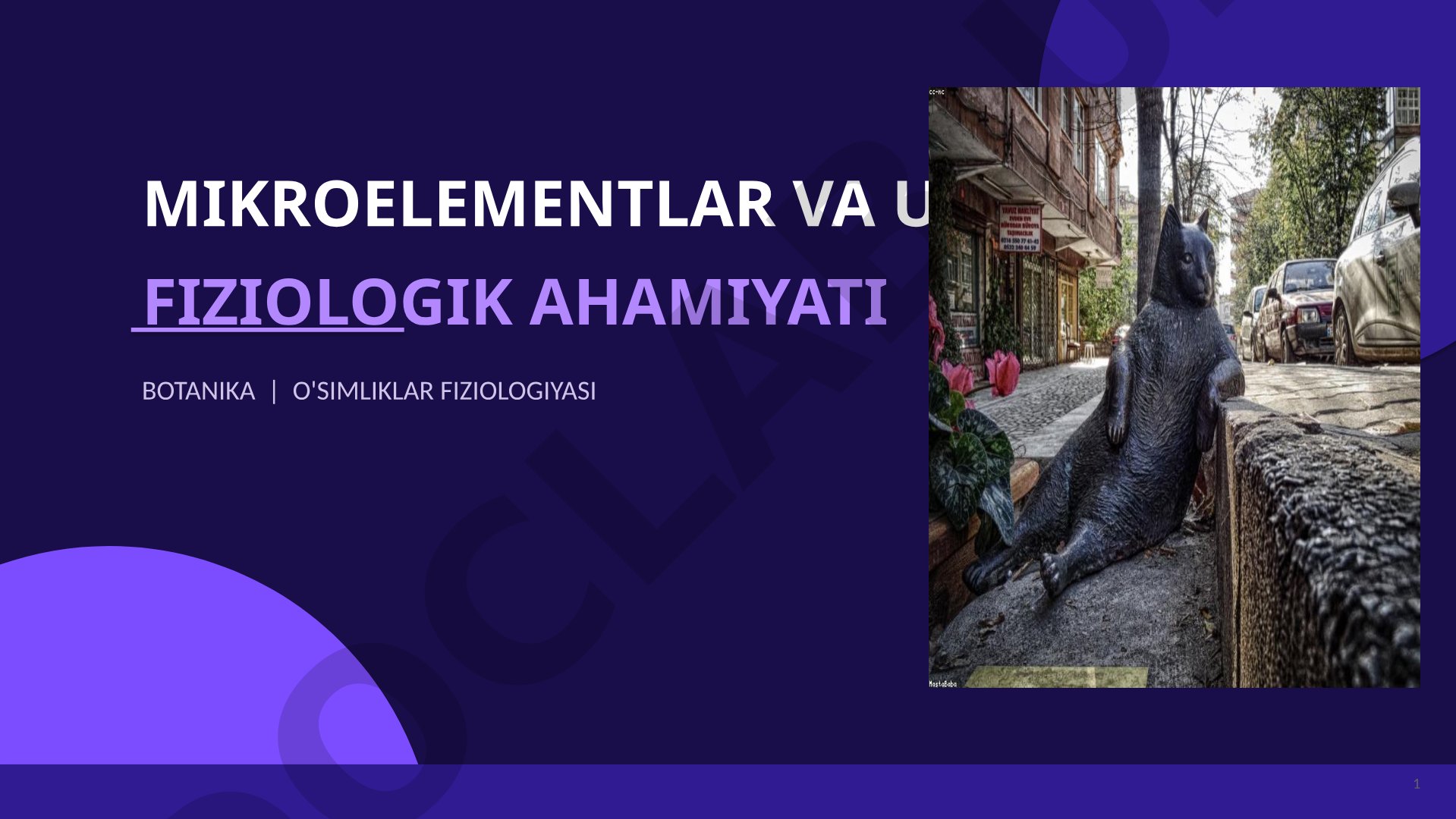 Mikroelementlar va ularning fiziologik ahamiyati