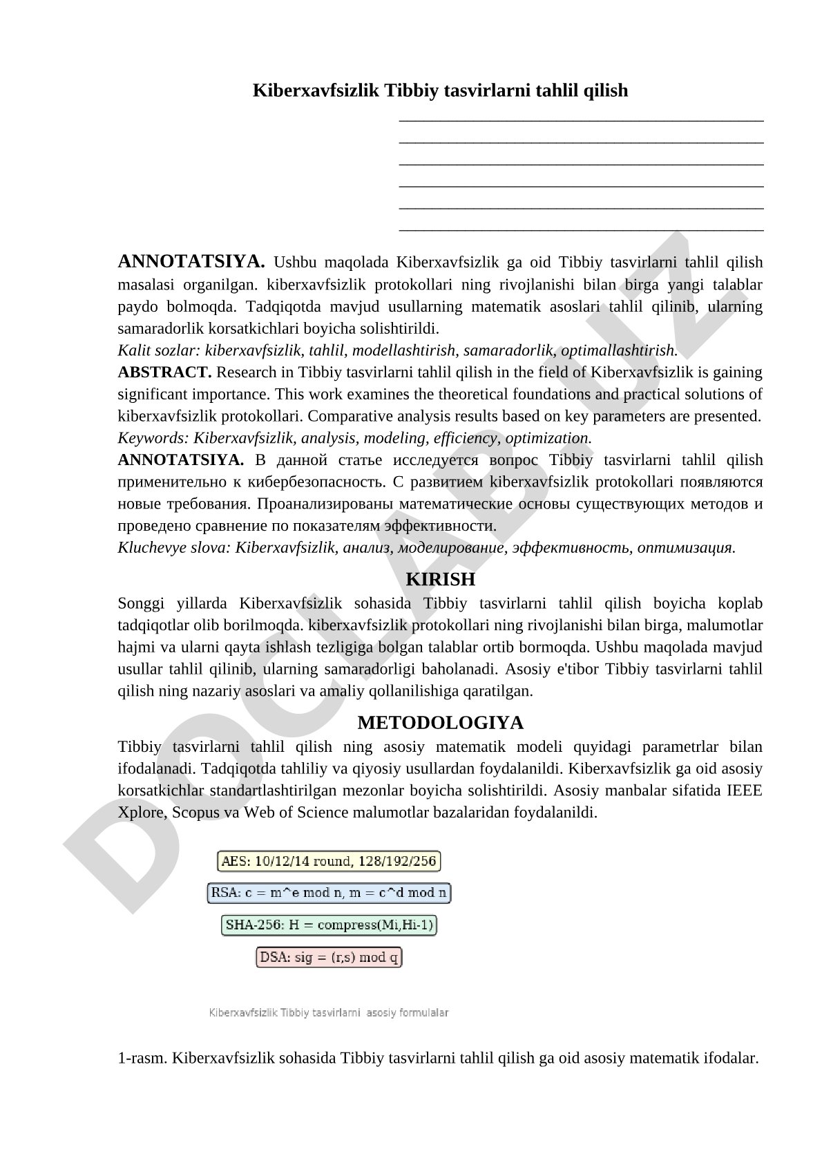 Kiberxavfsizlik Tibbiy tasvirlarni tahlil qilish