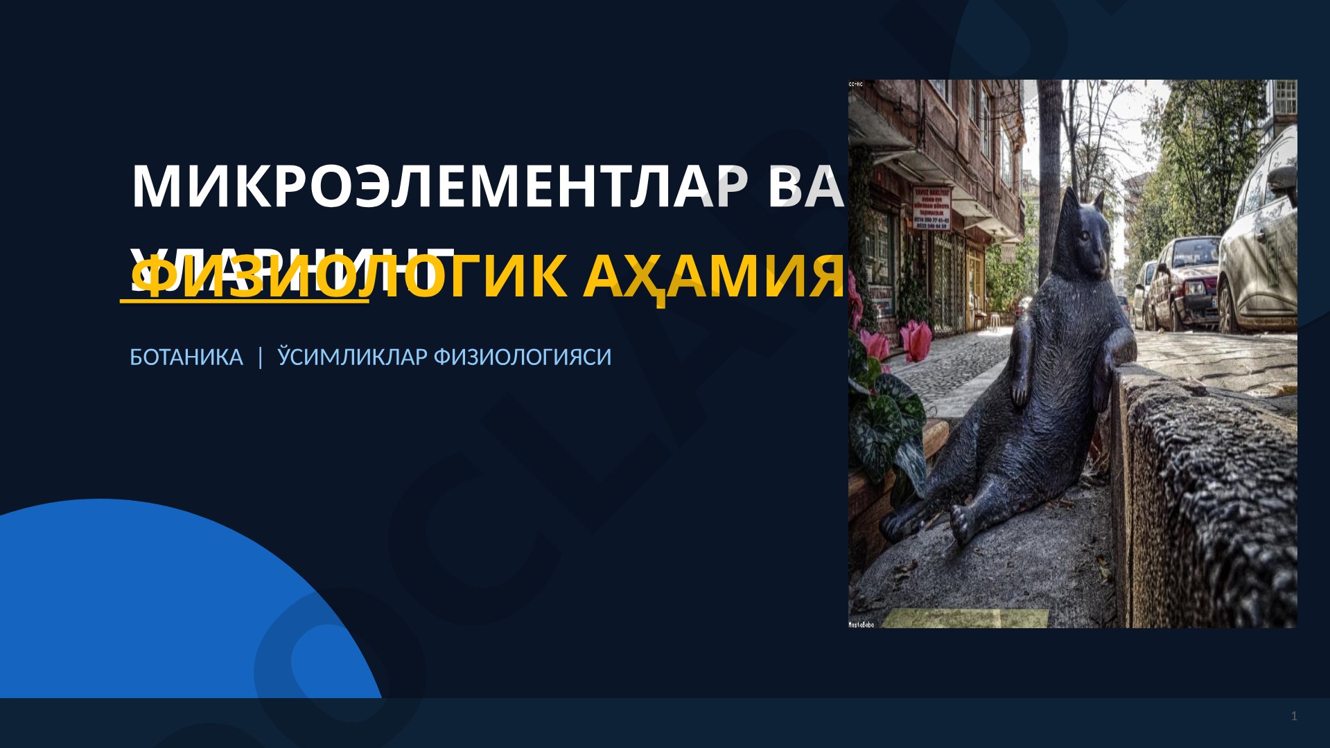 Mikroelementlar va ularning fiziologik ahamiyati
