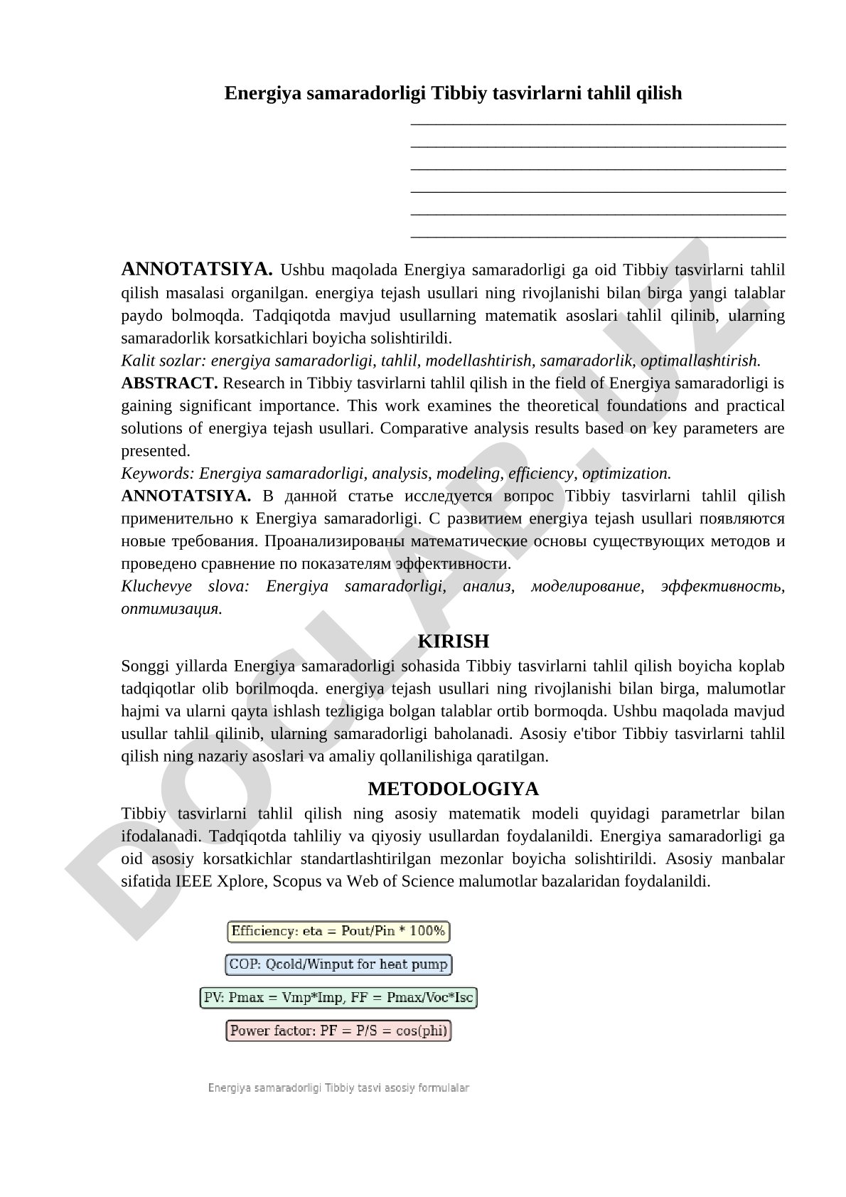 Energiya samaradorligi Tibbiy tasvirlarni tahlil qilish