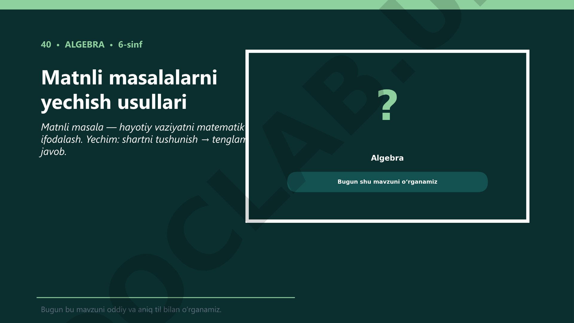 Matnli masalalarni yechish usullari