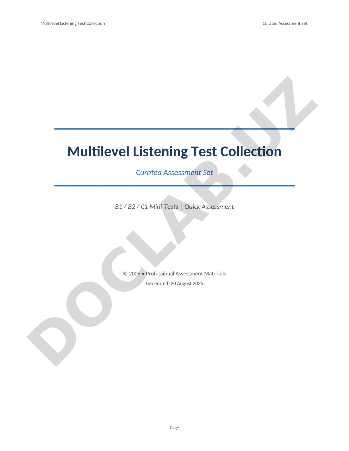 Multilevel Listening Test Collection Curated Assessment Set