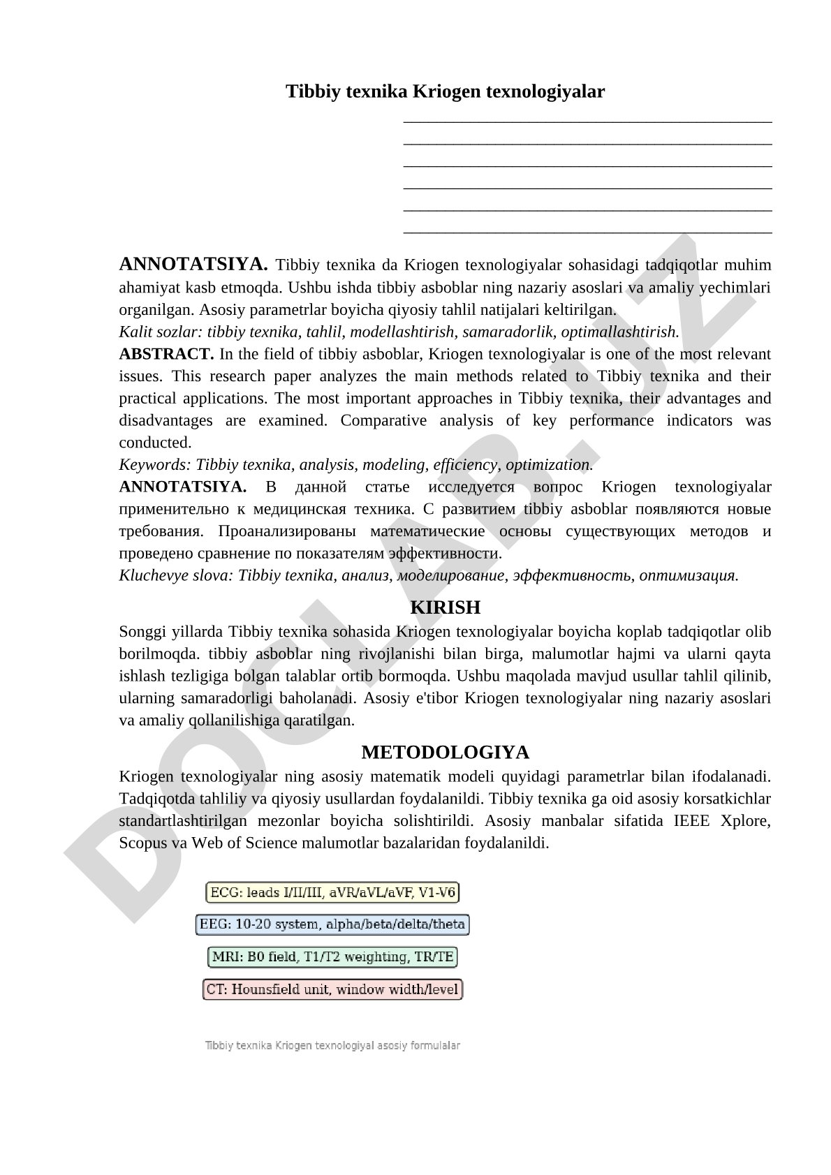Tibbiy texnika Kriogen texnologiyalar
