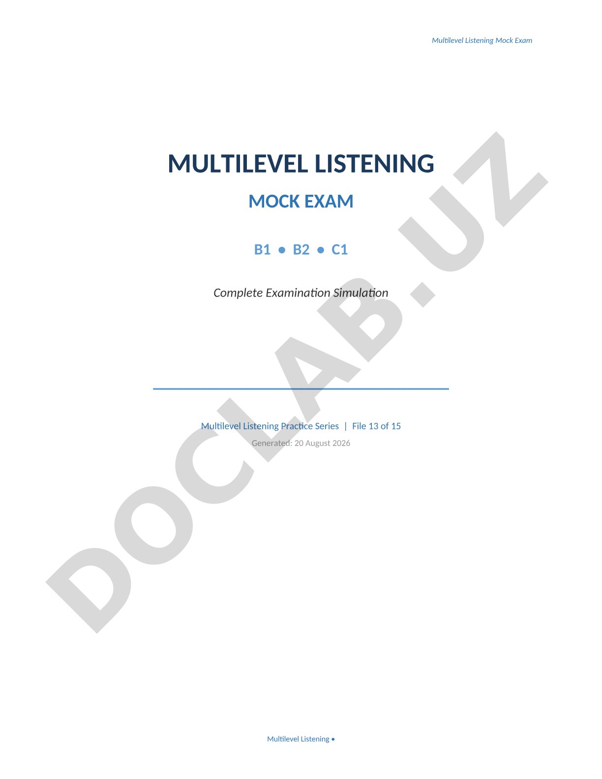 Multilevel Listening Mock Exam B1 • B2 • C1