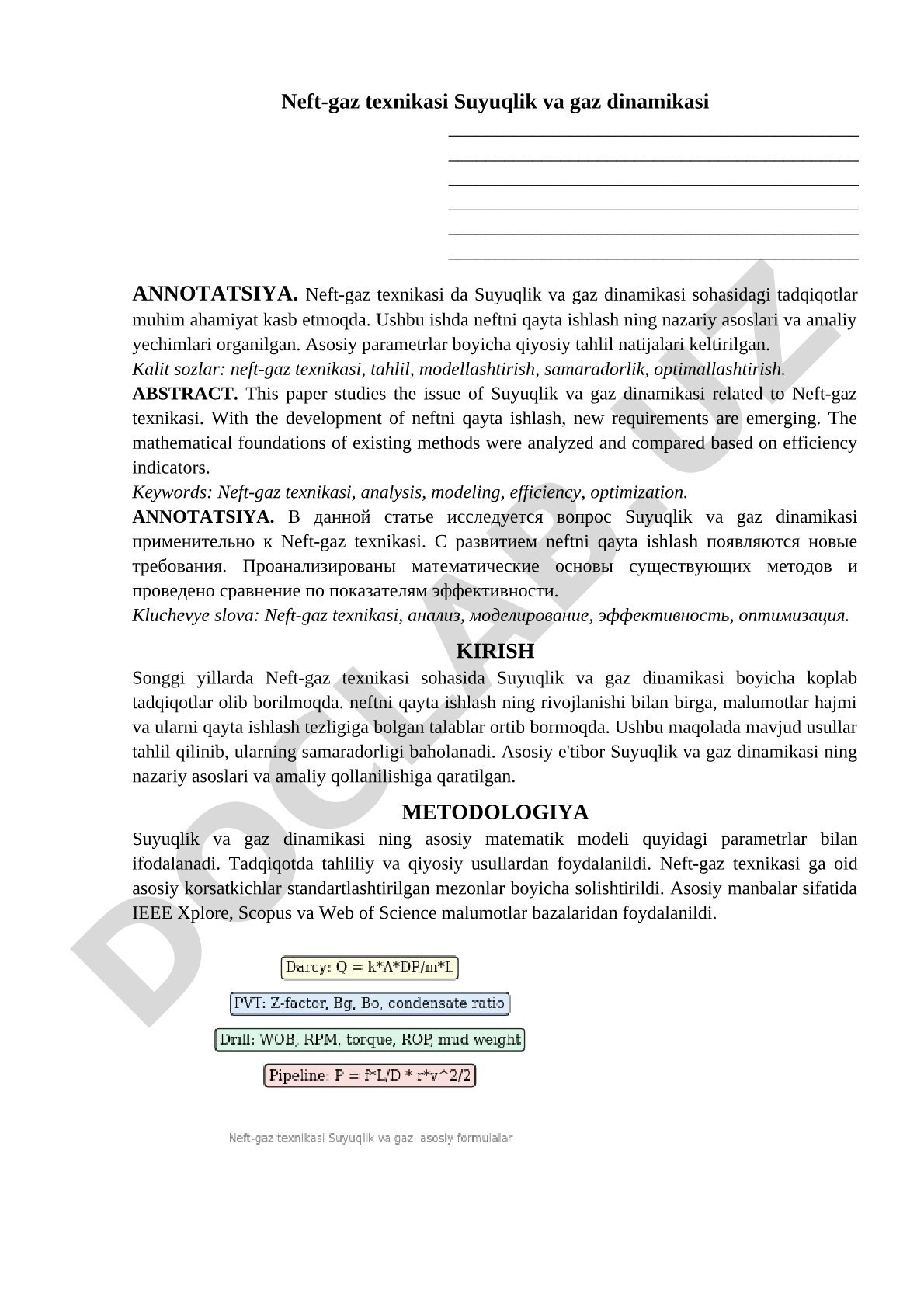 Neft-gaz texnikasi Suyuqlik va gaz dinamikasi