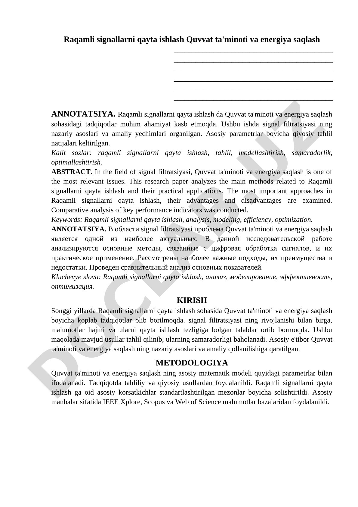 Raqamli signallarni qayta ishlashda quvvat ta'minoti va energiya saqlash