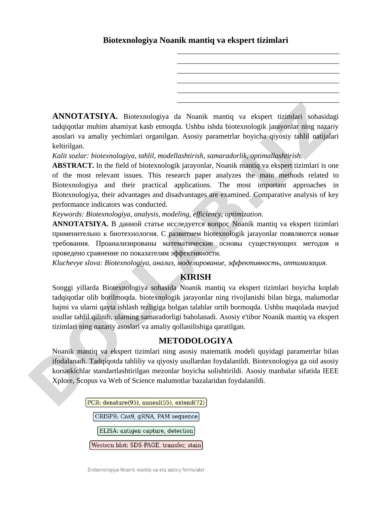 Biotexnologiya noanik mantiq va ekspert tizimlari
