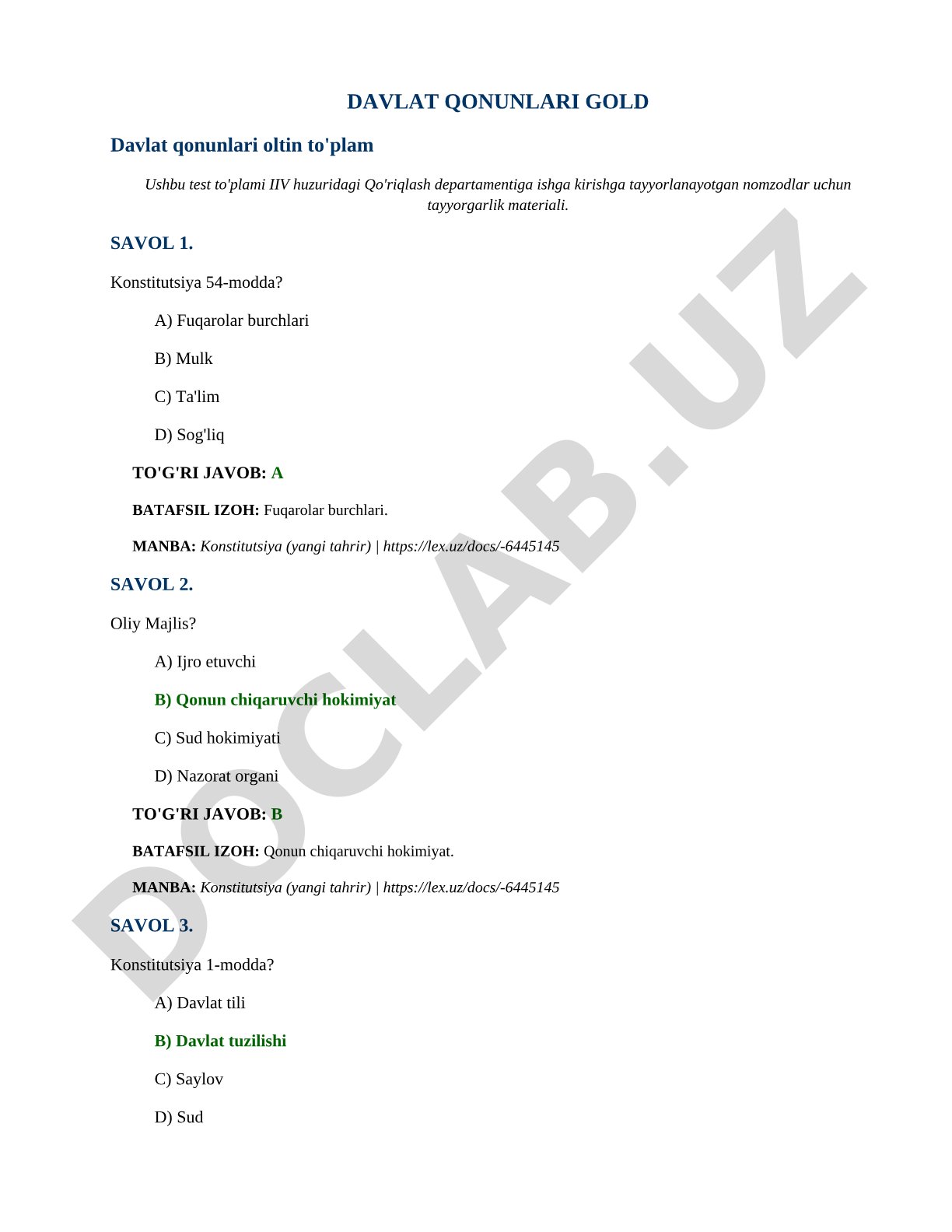 Davlat qonunlari oltin to'plam